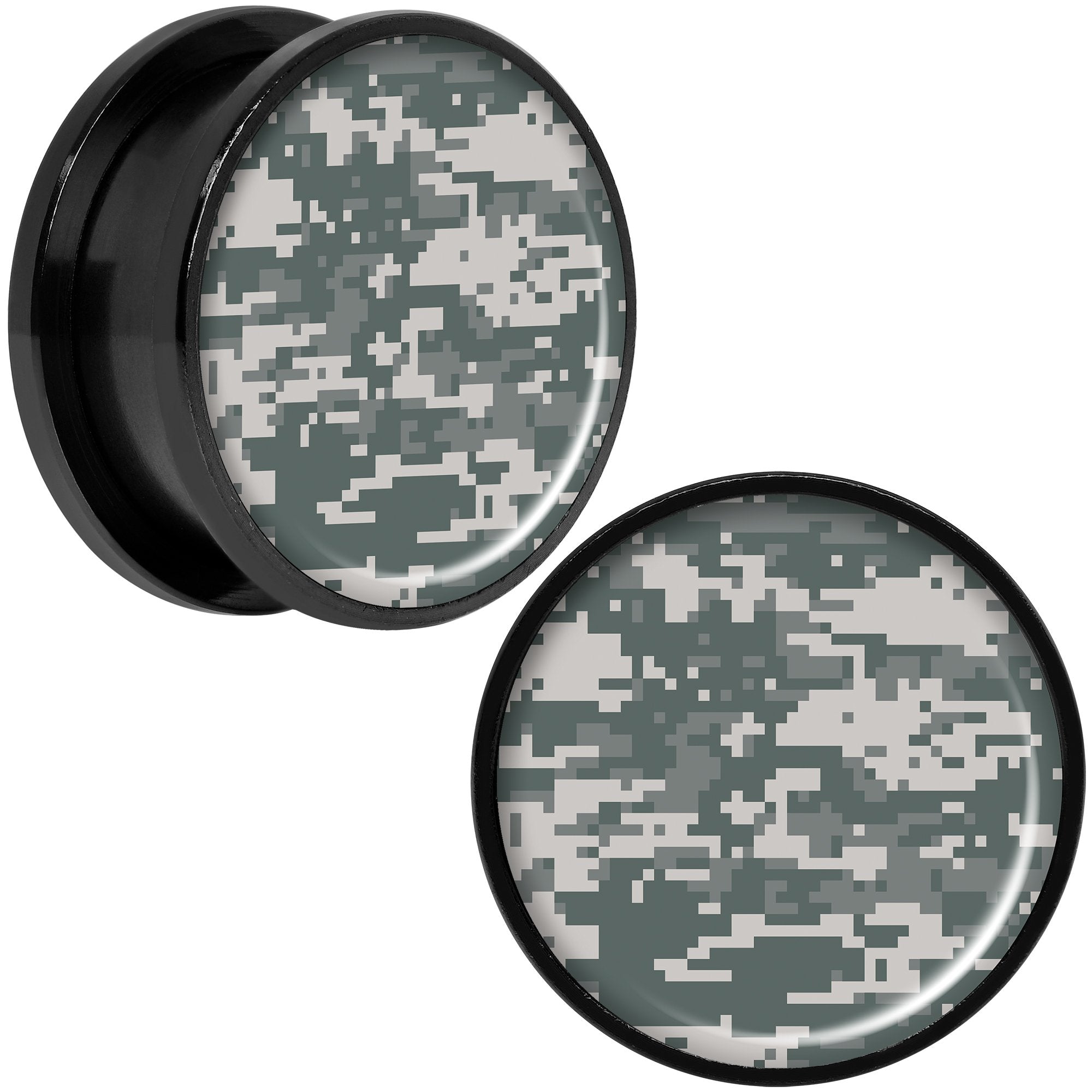 Digital Camo Print Black Anodized Screw Fit Plug Set 20mm