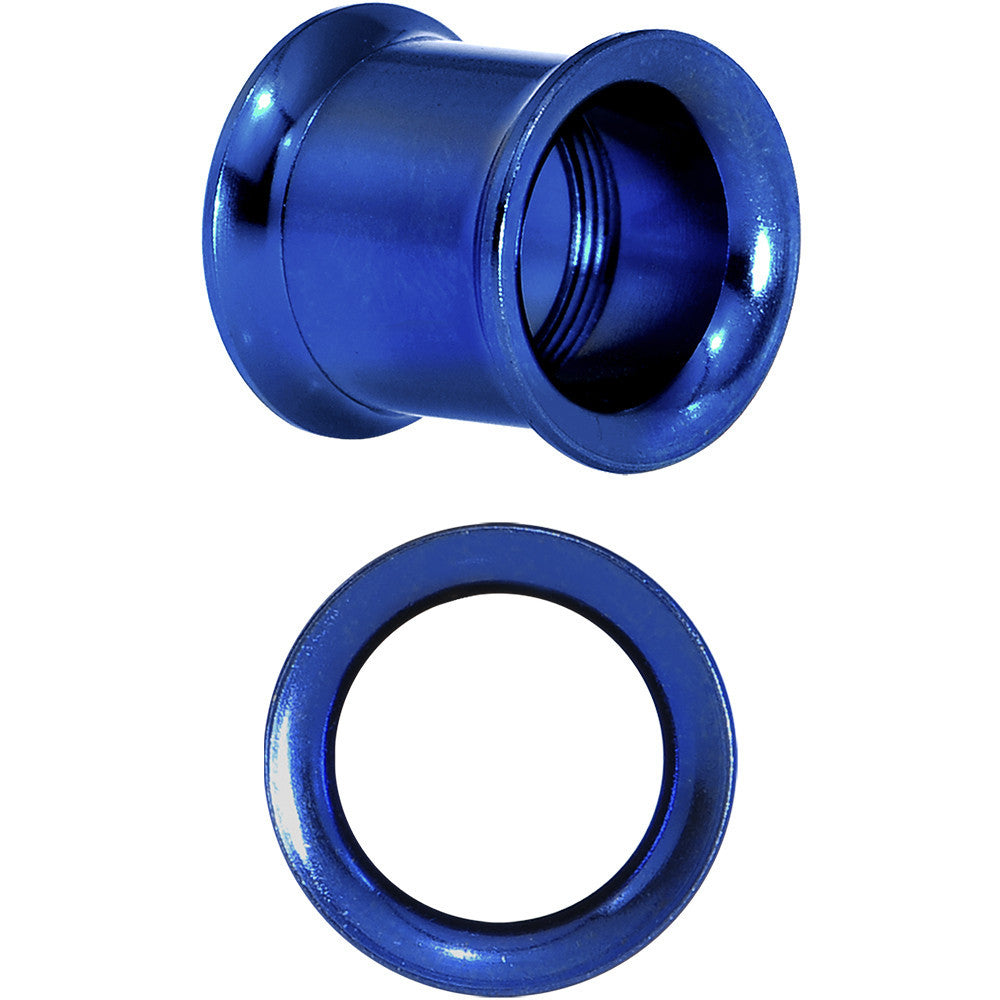 7/16 Blue Anodized Titanium Steel Screw Fit Tunnel Plug Set