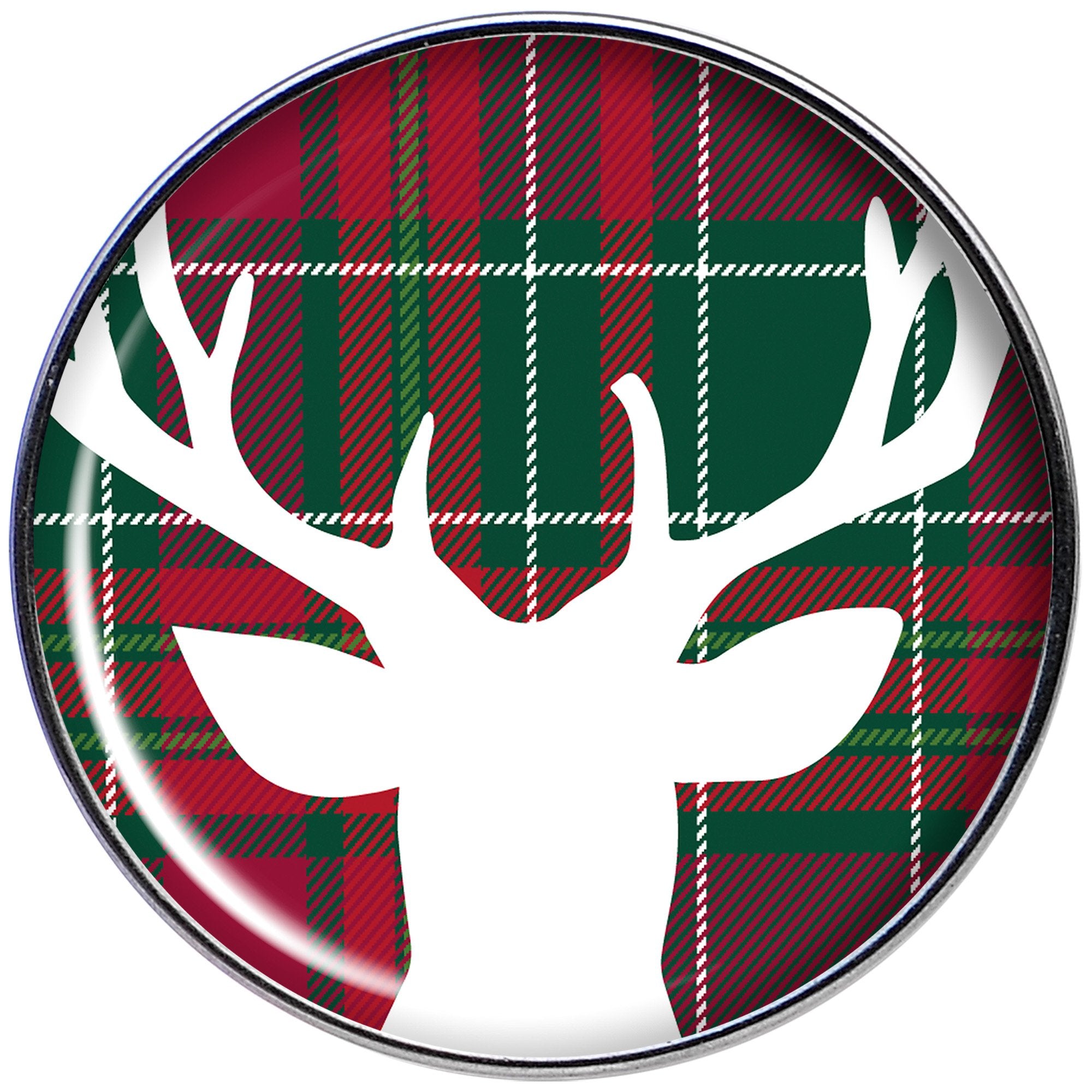 Red Green Plaid Reindeer Barbell Tongue Ring