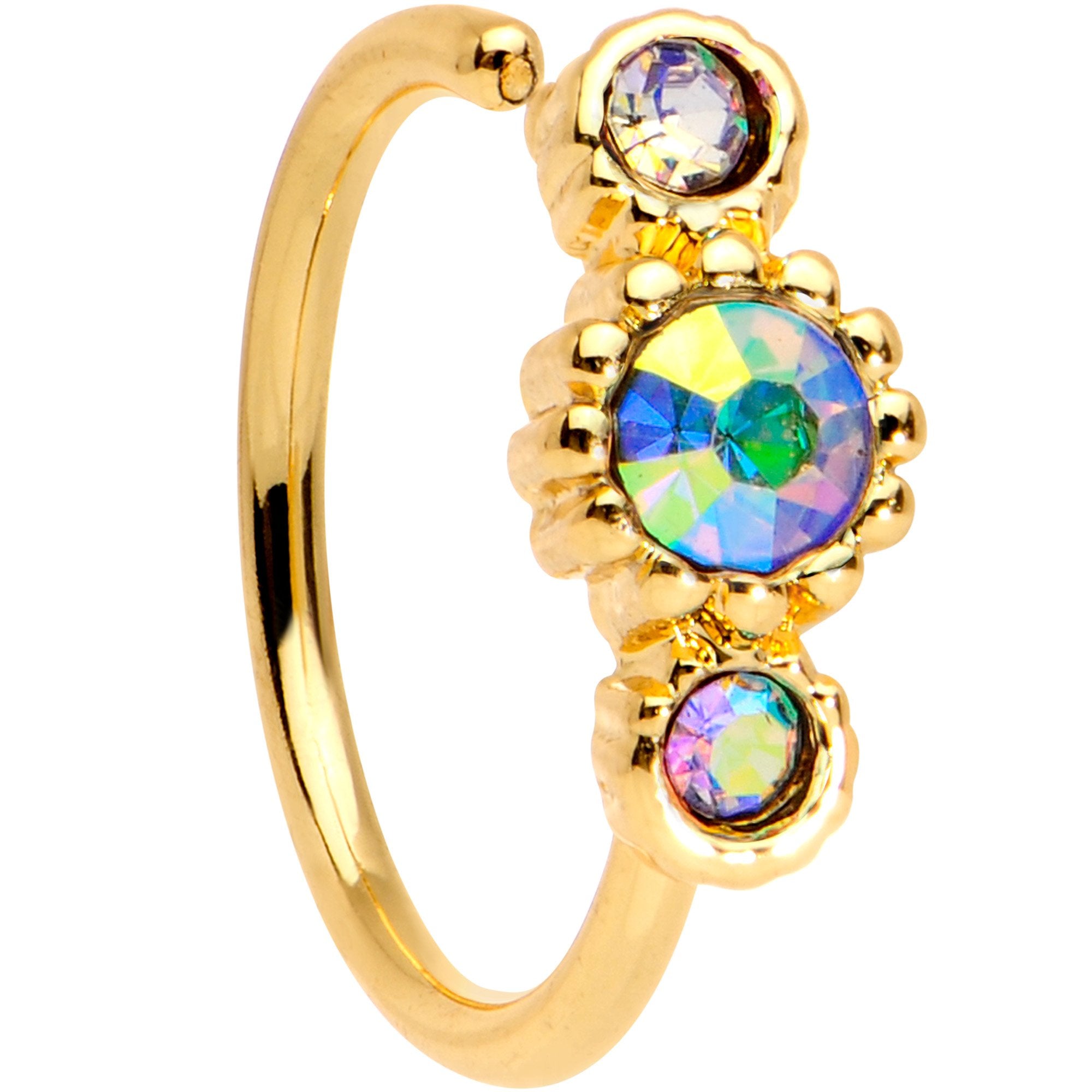 5/16 Aurora CZ Gem Gold IP Fashion Fusion Seamless Circular Ring