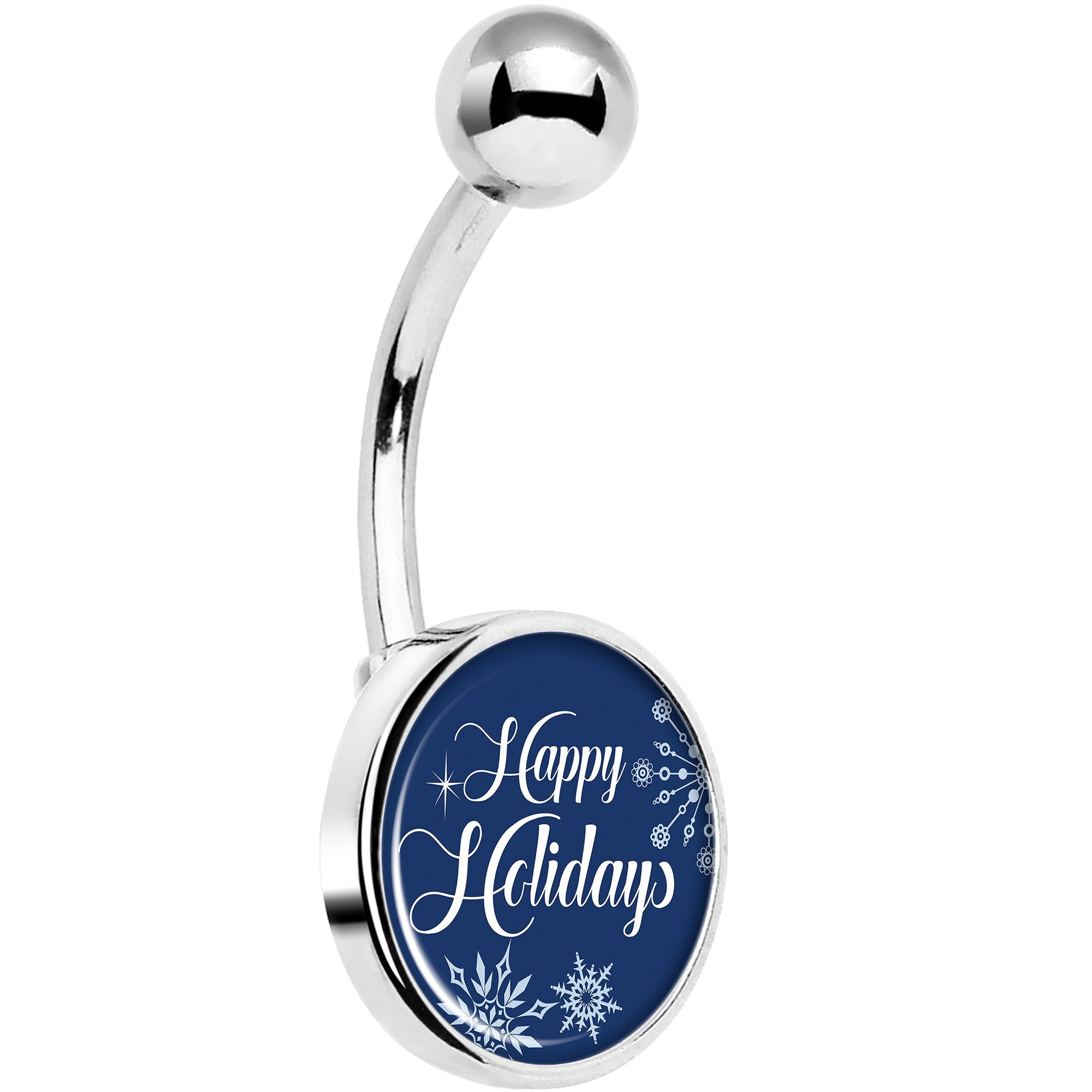 Happy Holidays Snowflake Belly Ring