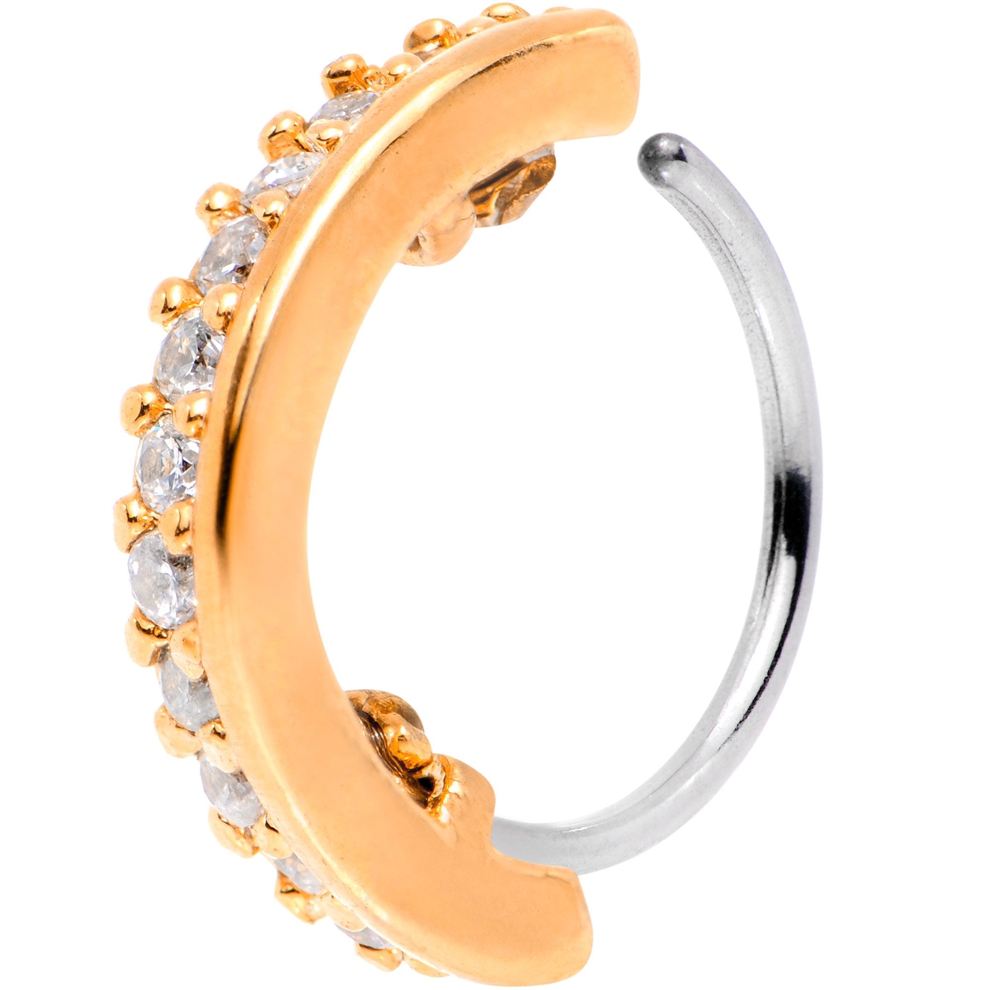 20 Gauge Clear CZ Gem Rose Gold Tone Sleek Seamless Circular Ring