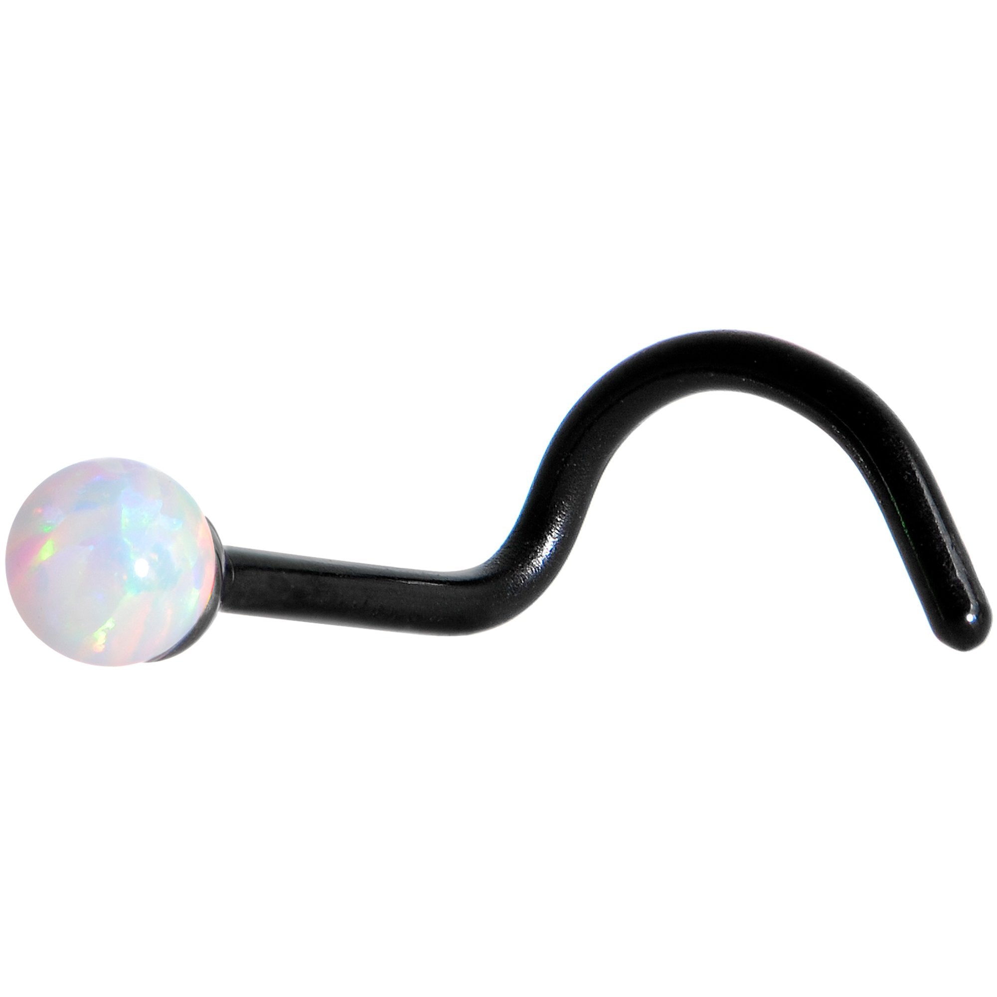 White 2.5mm Synthetic Opal Ball Black Anodized Left Nose Screw