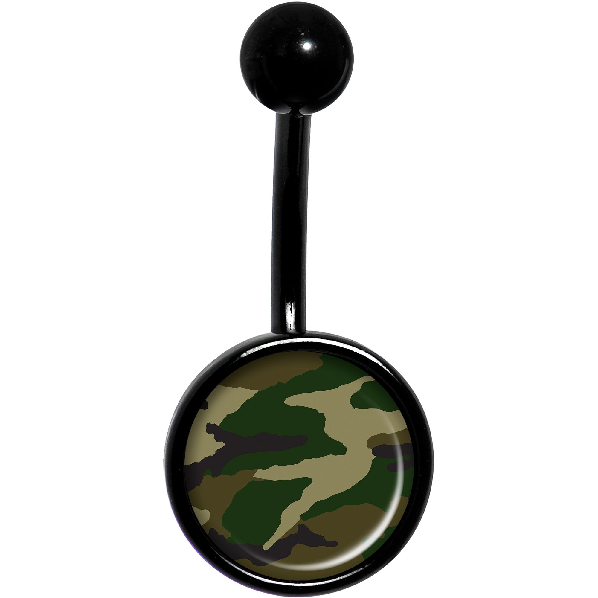 Woodland Camo Print Black Belly Ring