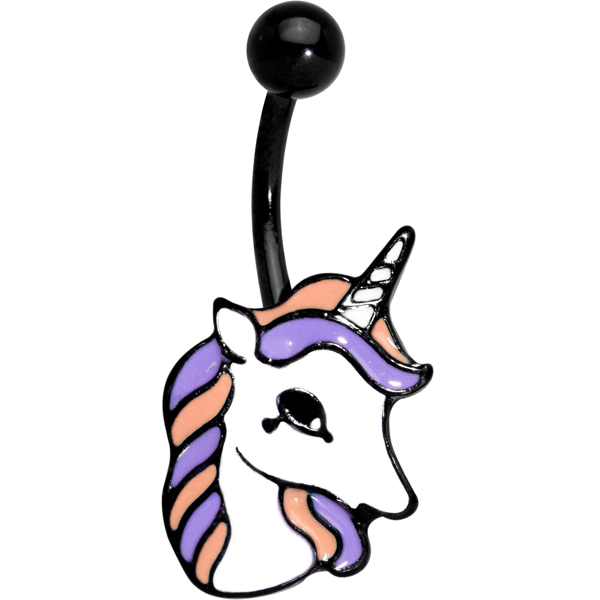 Black Anodized Purple Youthful Unicorn Belly Ring