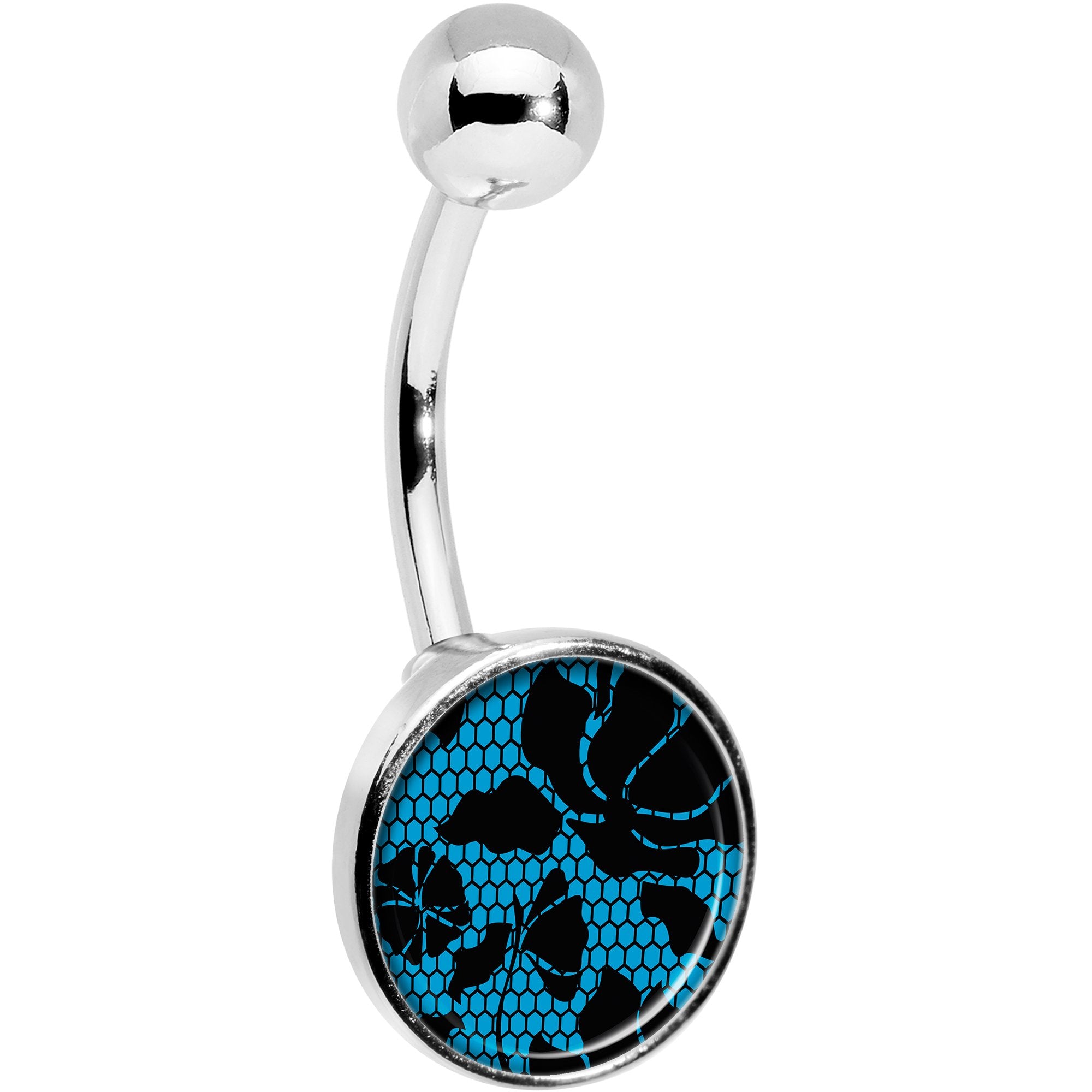 Blue Floral Lace Belly Ring