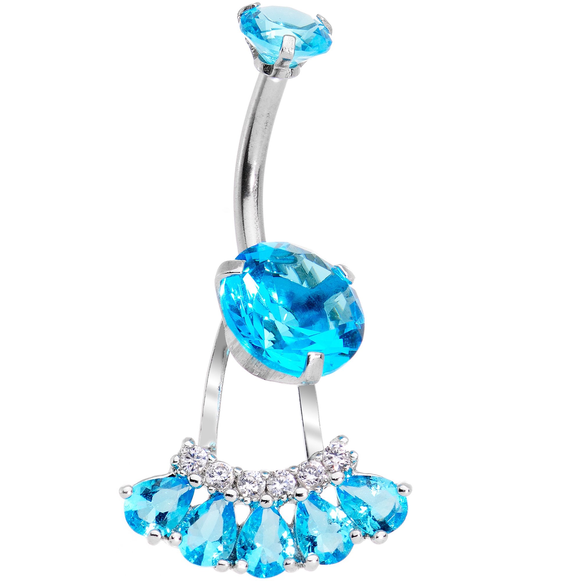 Aqua Gem Swagger Sweep Dangle Belly Ring