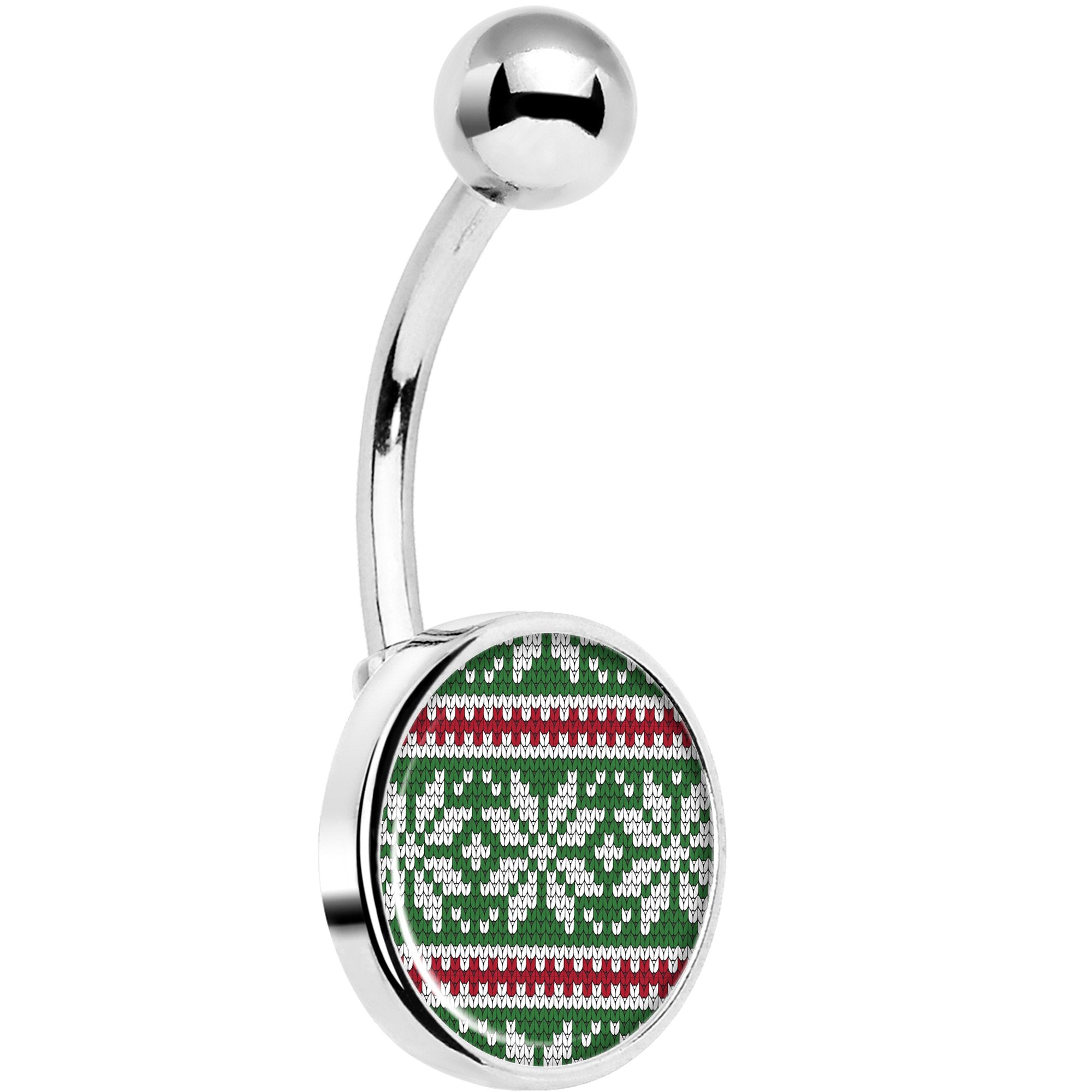 Green Red Christmas Sweater Belly Ring