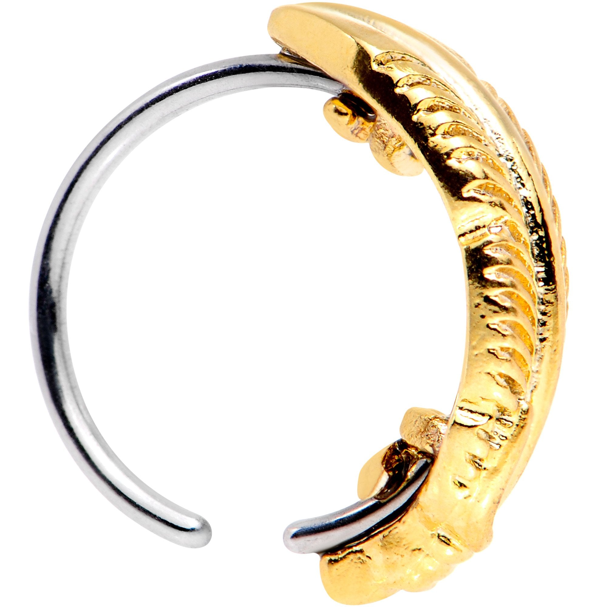 20 Gauge 5/16 Gold Tone Feather Seamless Circular Ring