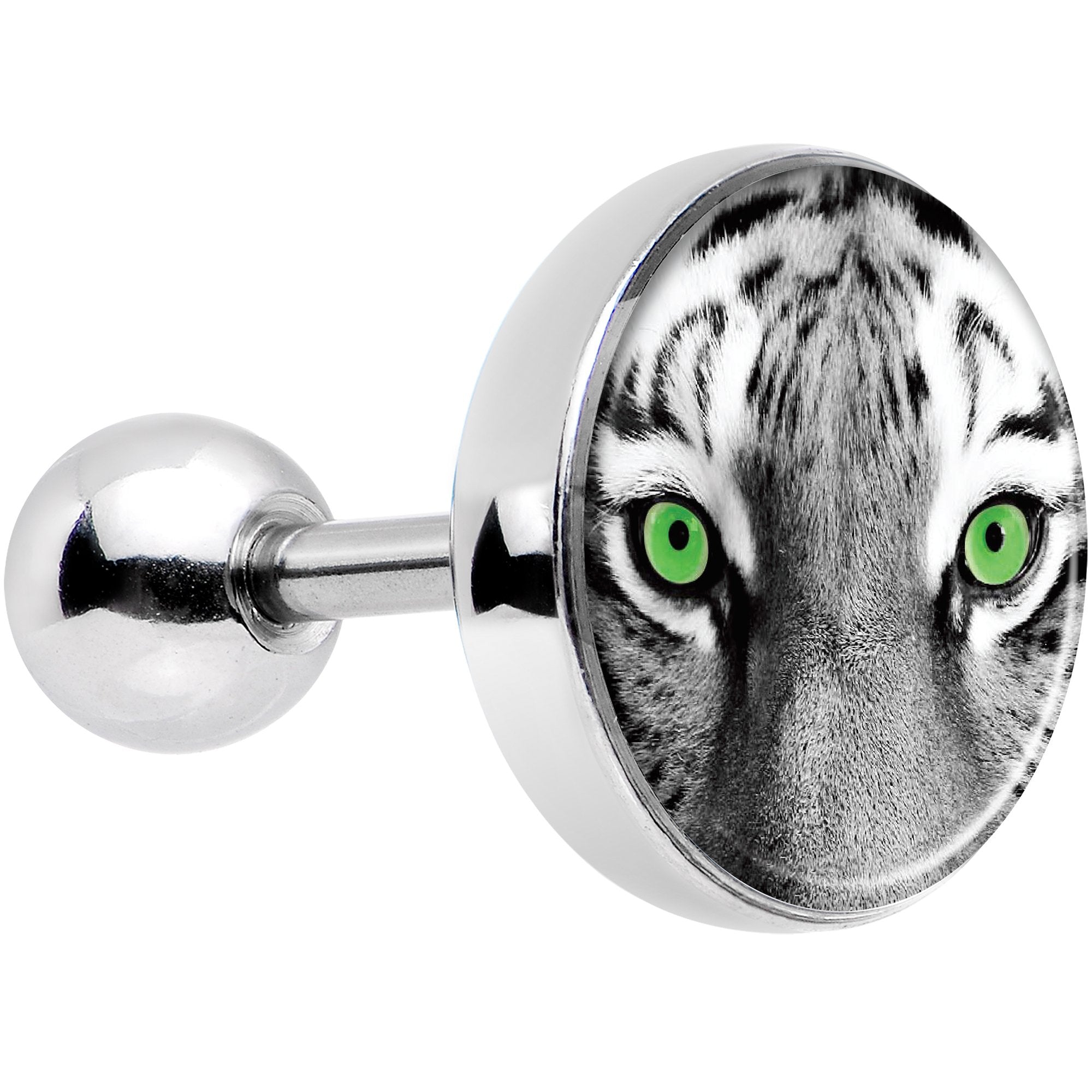 16 Gauge 1/4 Black White Tiger Eyes Tragus Cartilage Earring