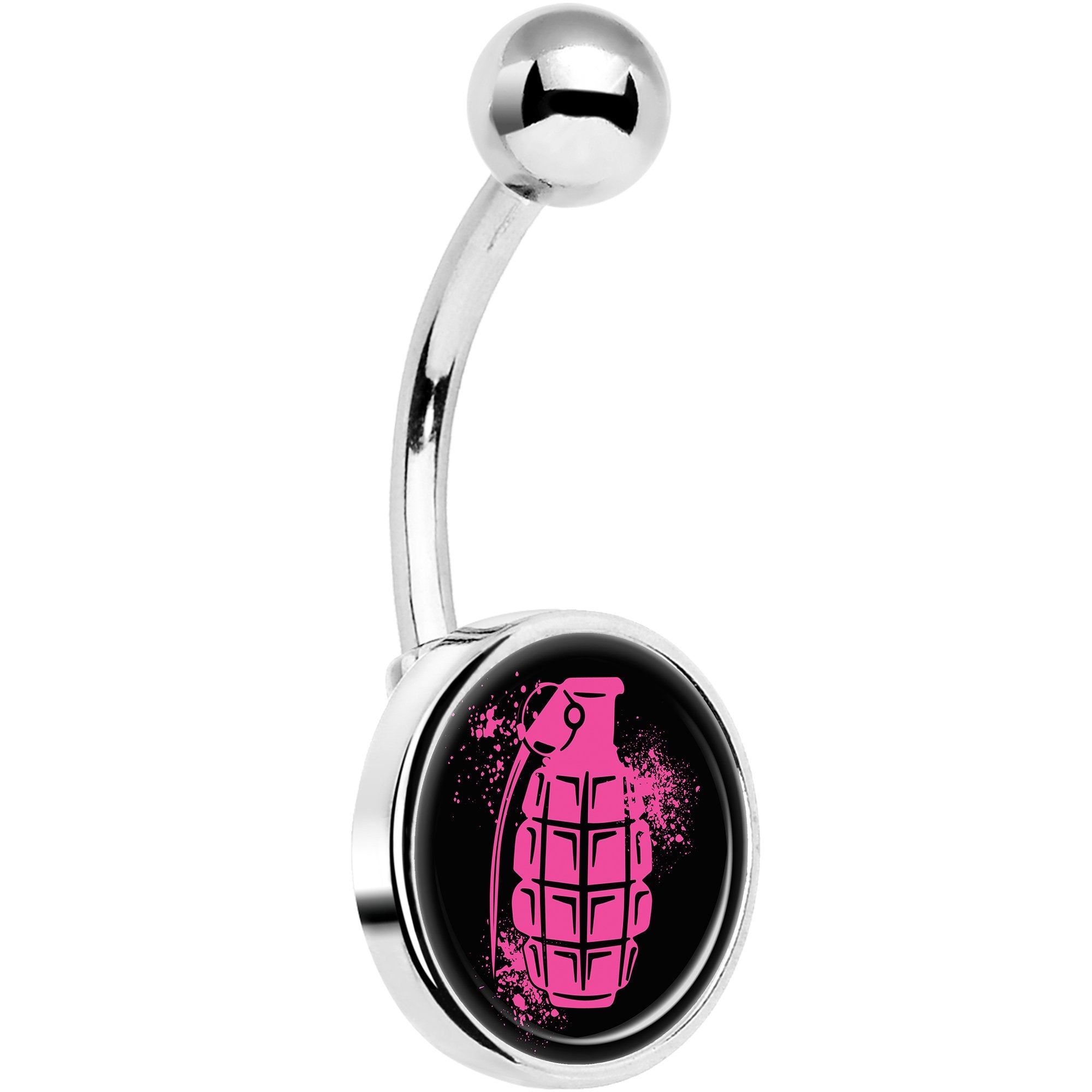 Pink Grenade Belly Ring