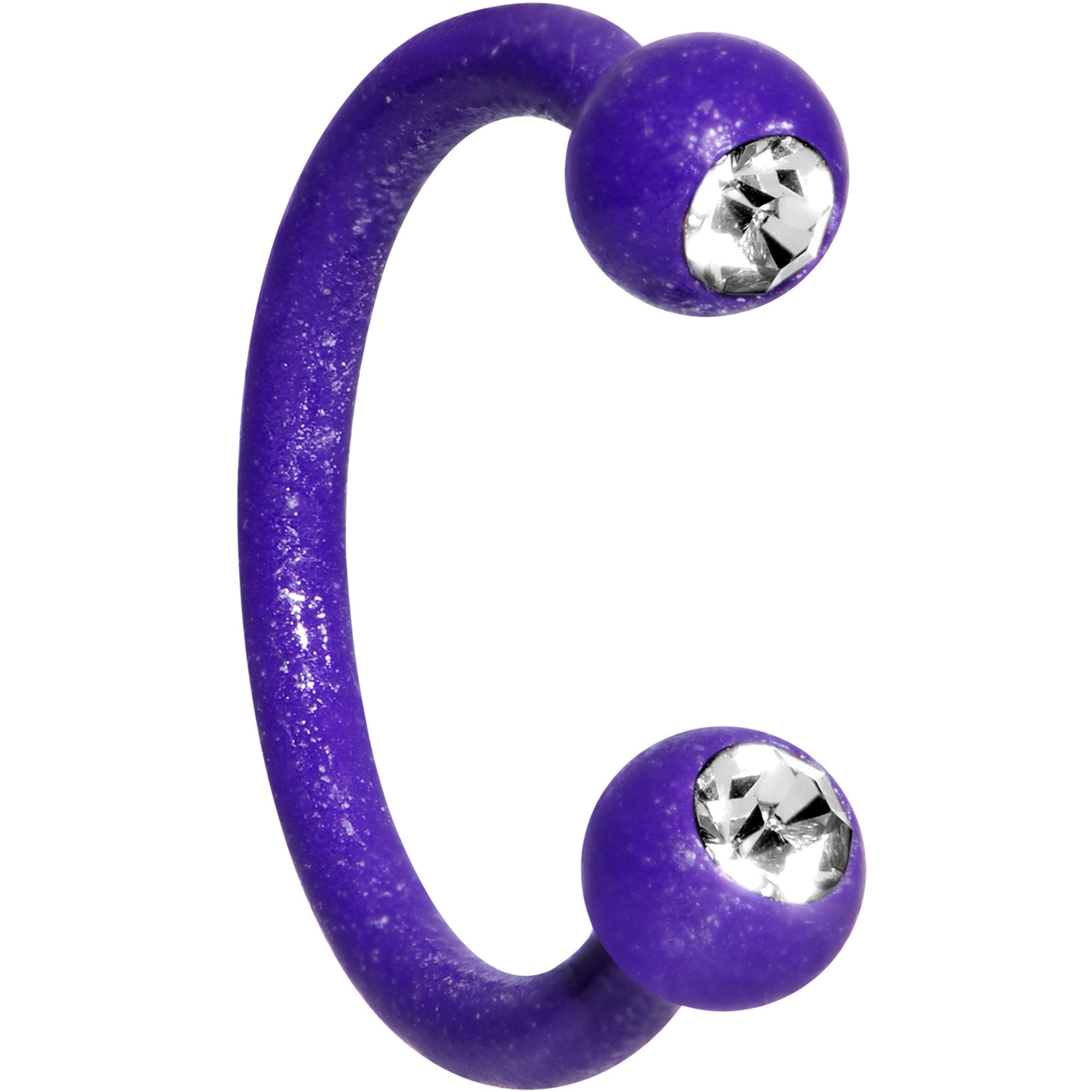 16 Gauge Clear Gem Purple Glow in the Dark Horseshoe Circular Barbell