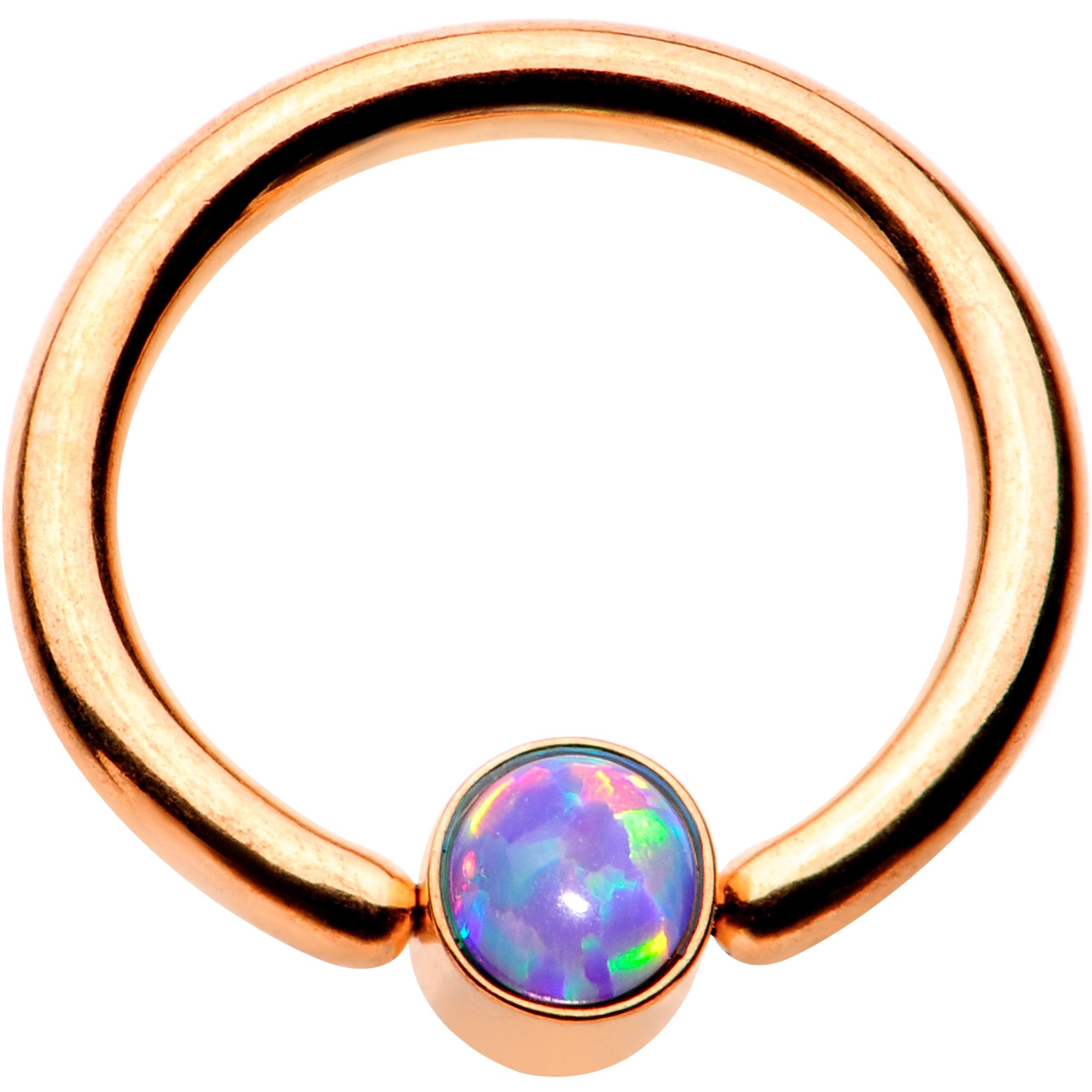 5/16 Purple Faux Opal 3mm Disc Rose Gold IP BCR Captive Ring