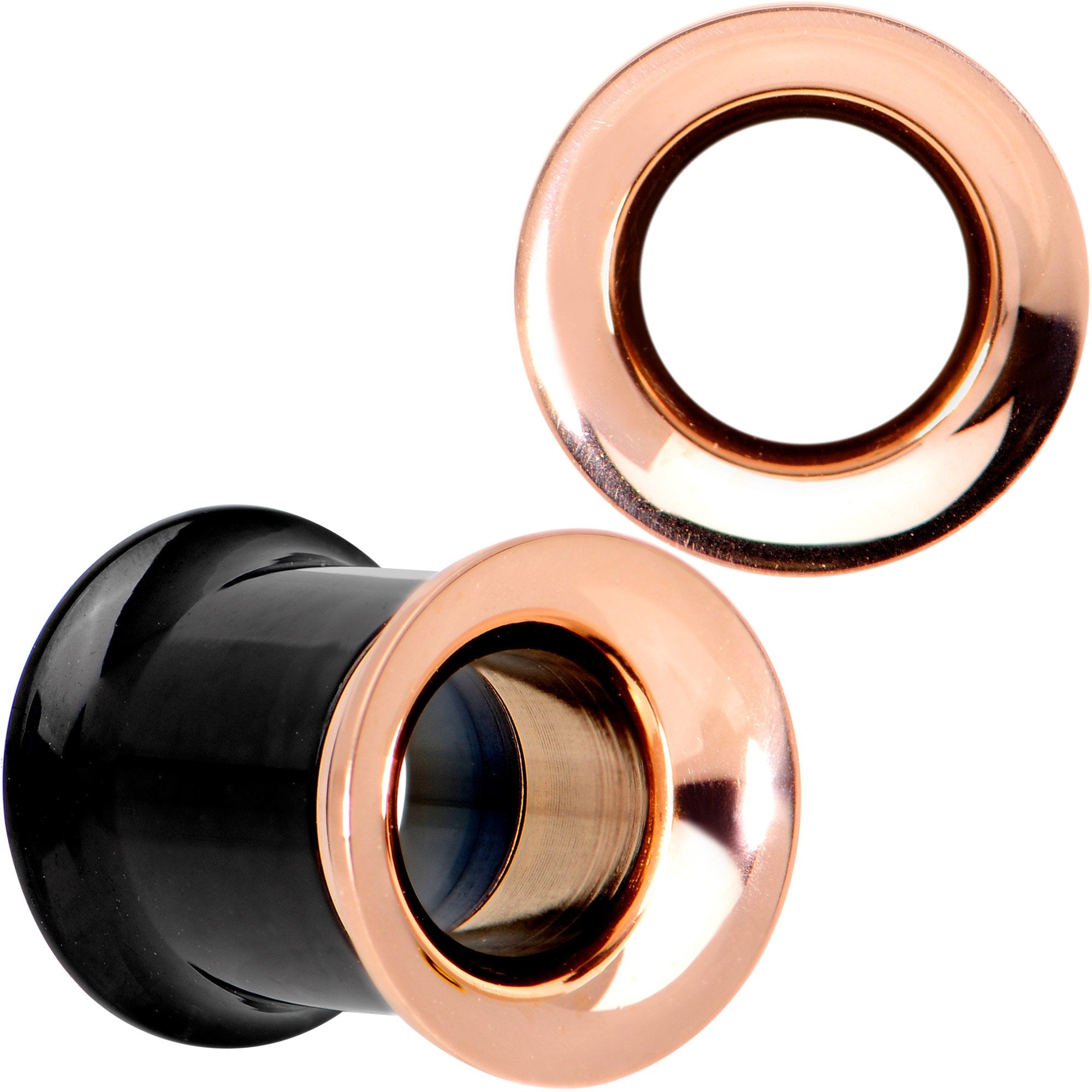 Black Rose Gold PVD Two Tone Screw Fit Tunnel Plug Set 3mm to 16mm