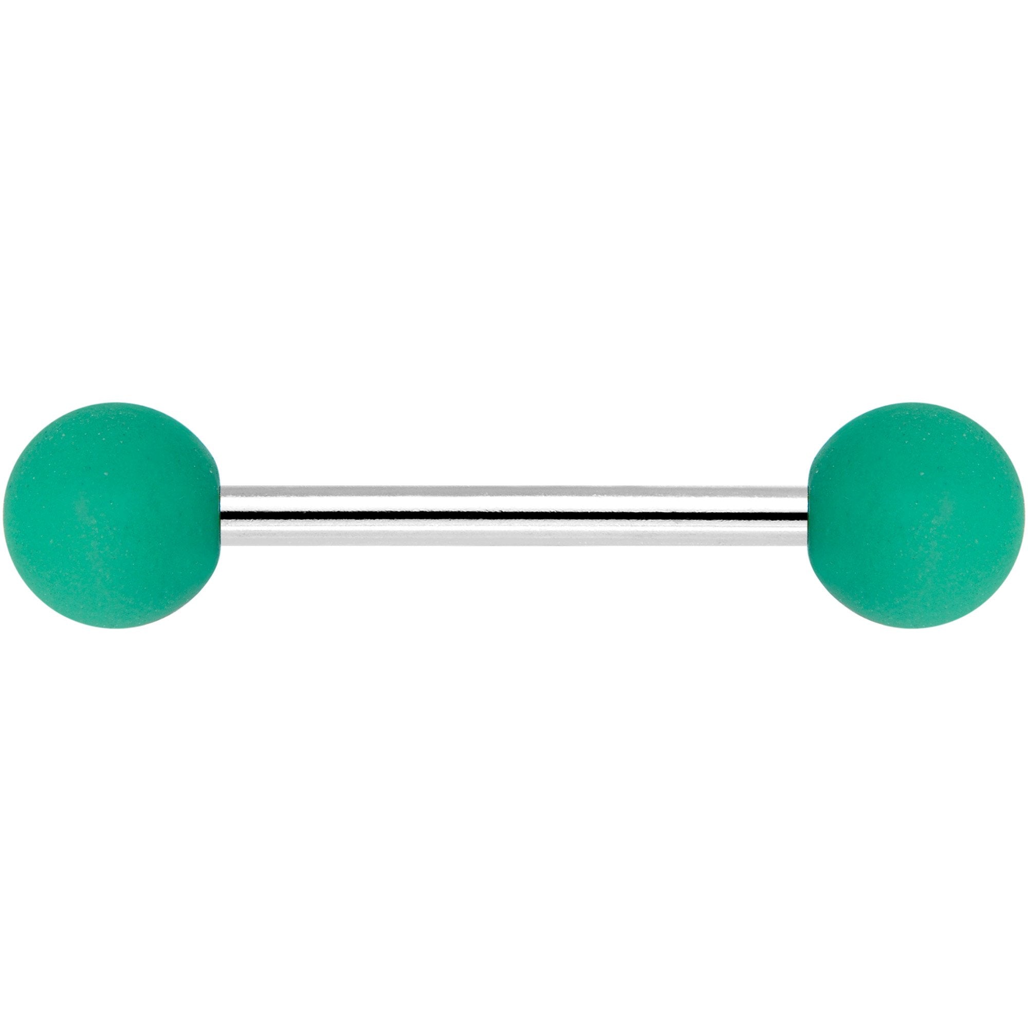 Green Silicone Coated Acrylic Ball End Barbell Tongue Ring