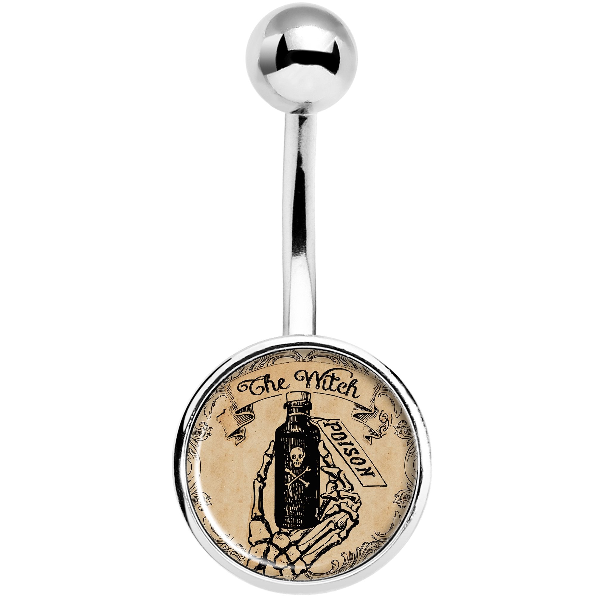 Witches Brew Poison Potion Halloween Belly Ring