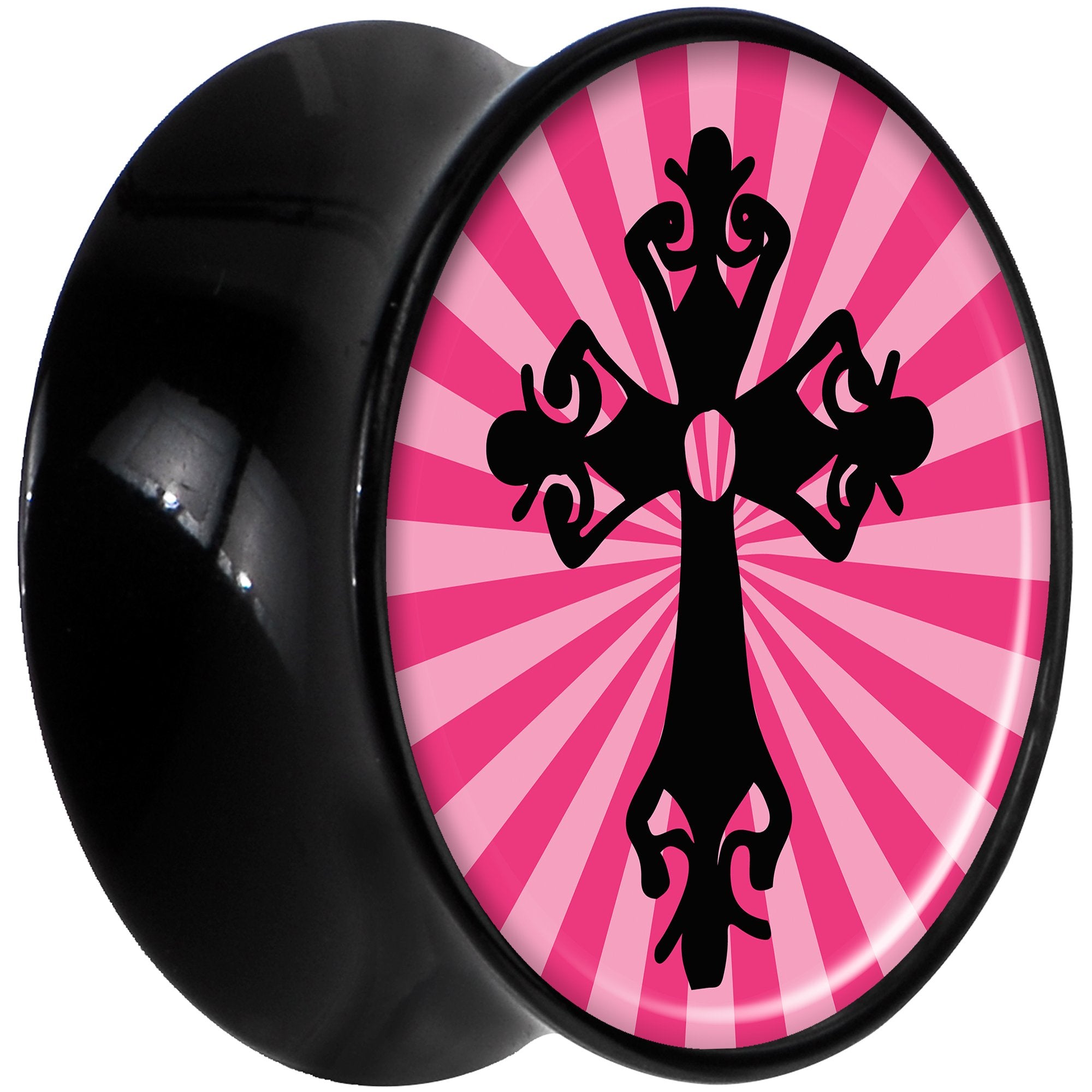 Black Acrylic Pink Black Radiant Cross Saddle Plug Set 5/8