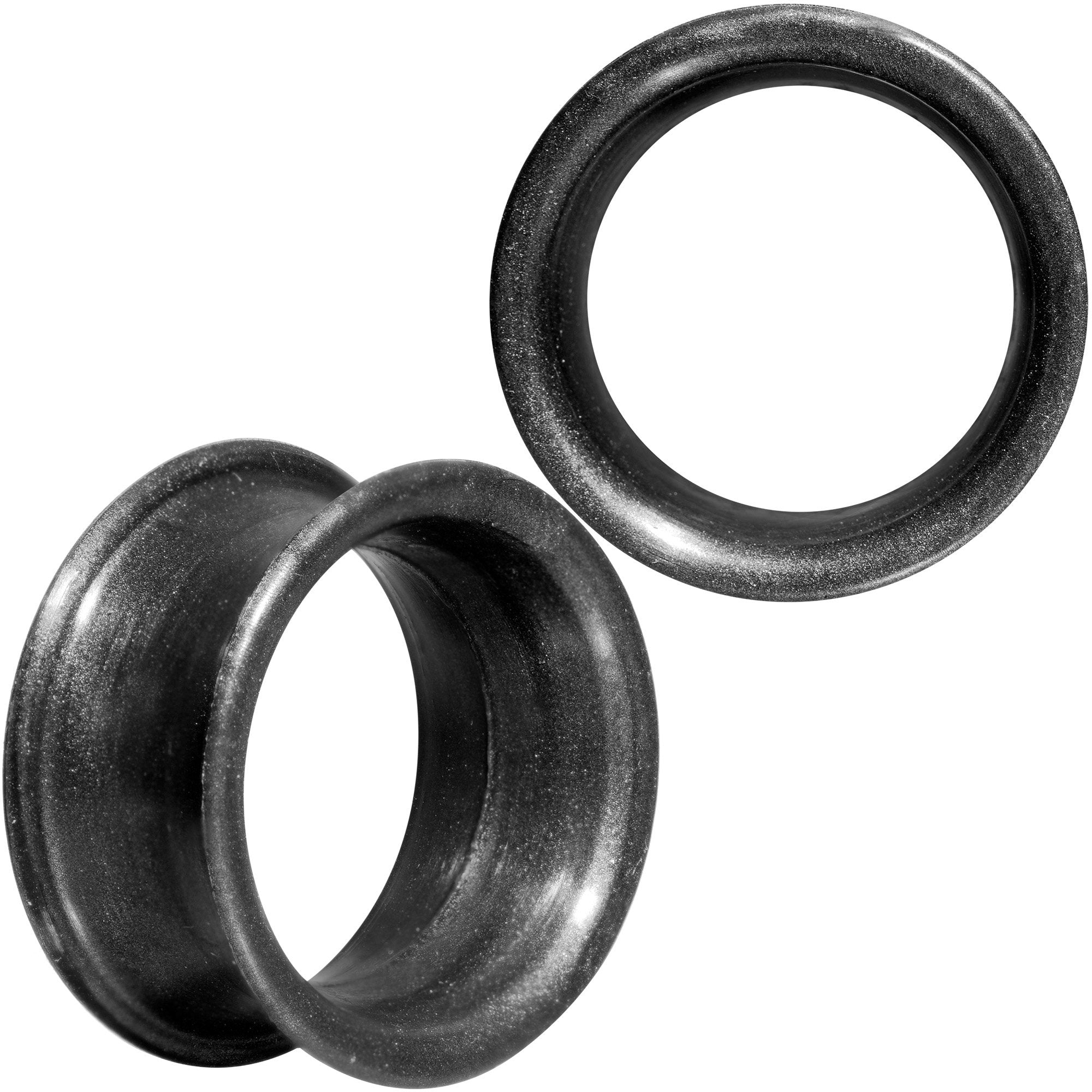 Thin Flexible Metallic Black Silicone Tunnel Plug Set 6mm to 25mm