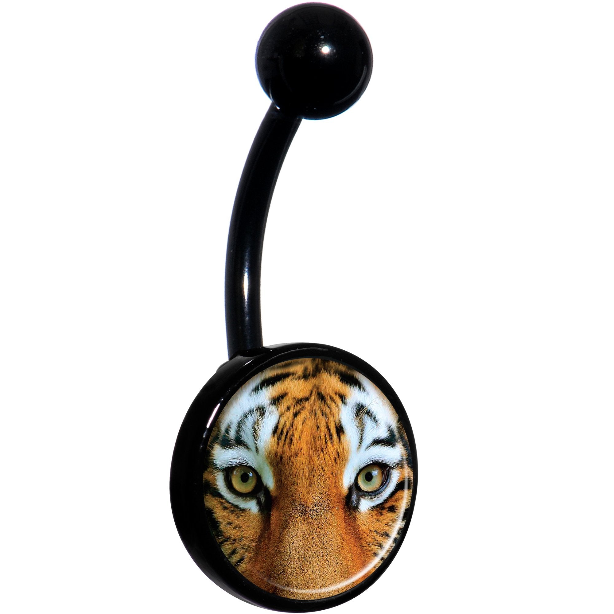 Full Color Tiger Eyes Black Belly Ring