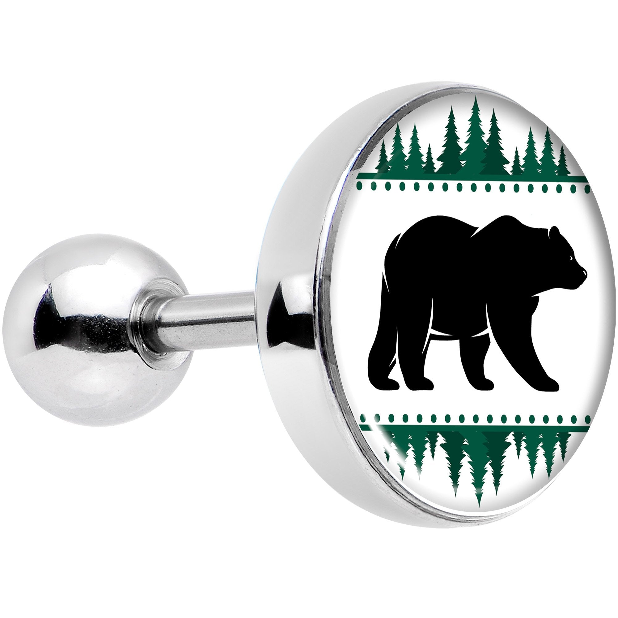 16 Gauge 1/4 Winter Polar Bear in Woods Tragus Cartilage Earring