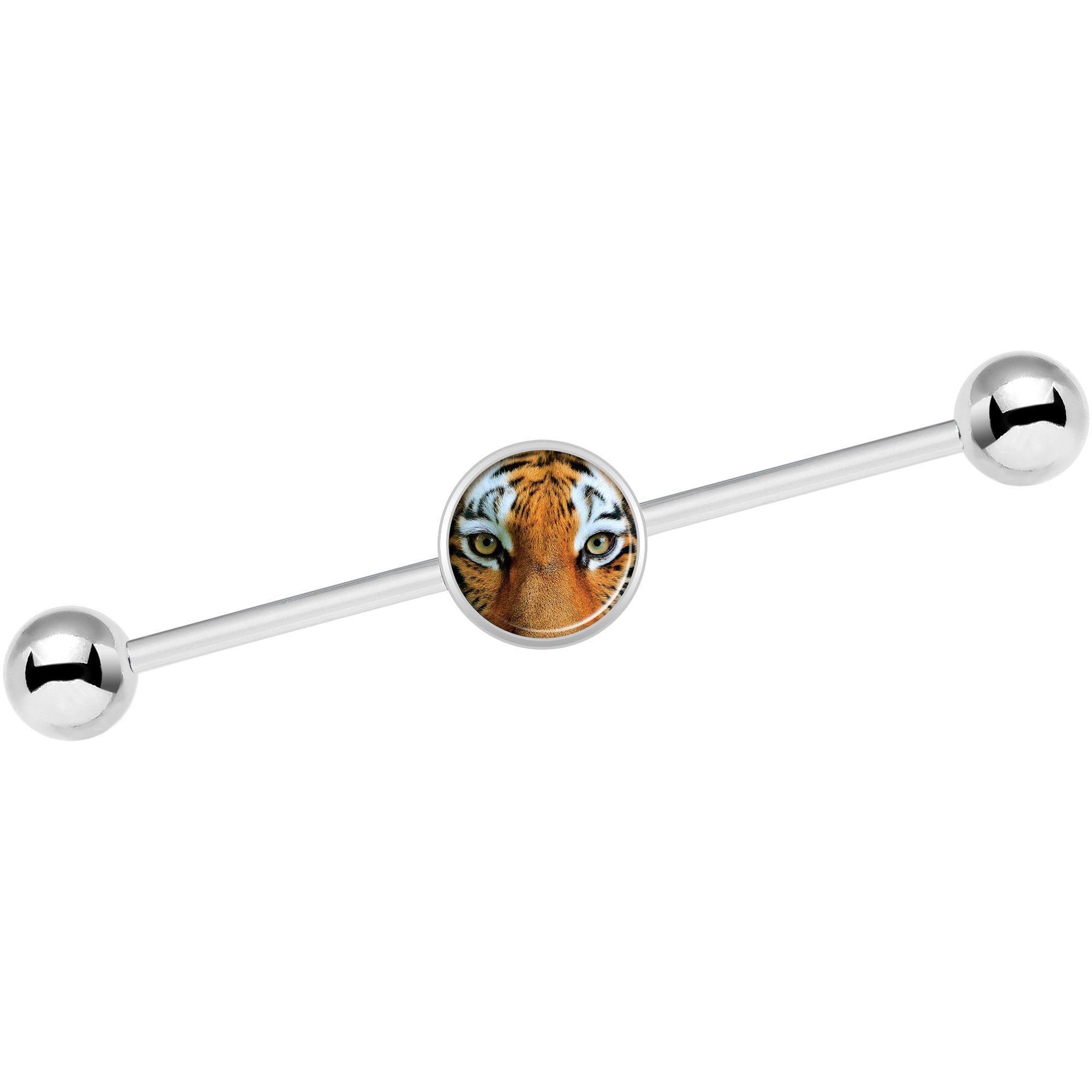 14 Gauge Full Color Tiger Eyes Industrial Barbell 37mm