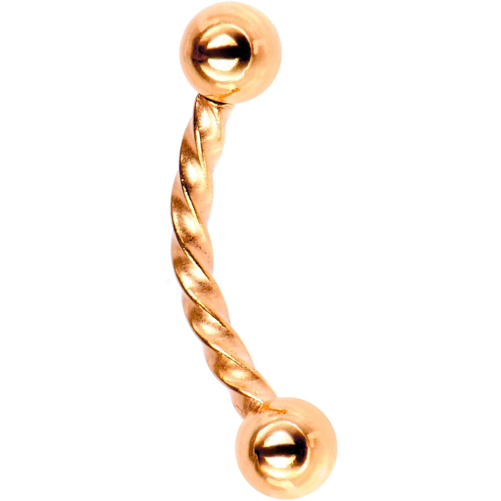 16 Gauge 5/16 Rose Gold Tone IP Seriously Twisted Curved Eyebrow Ring