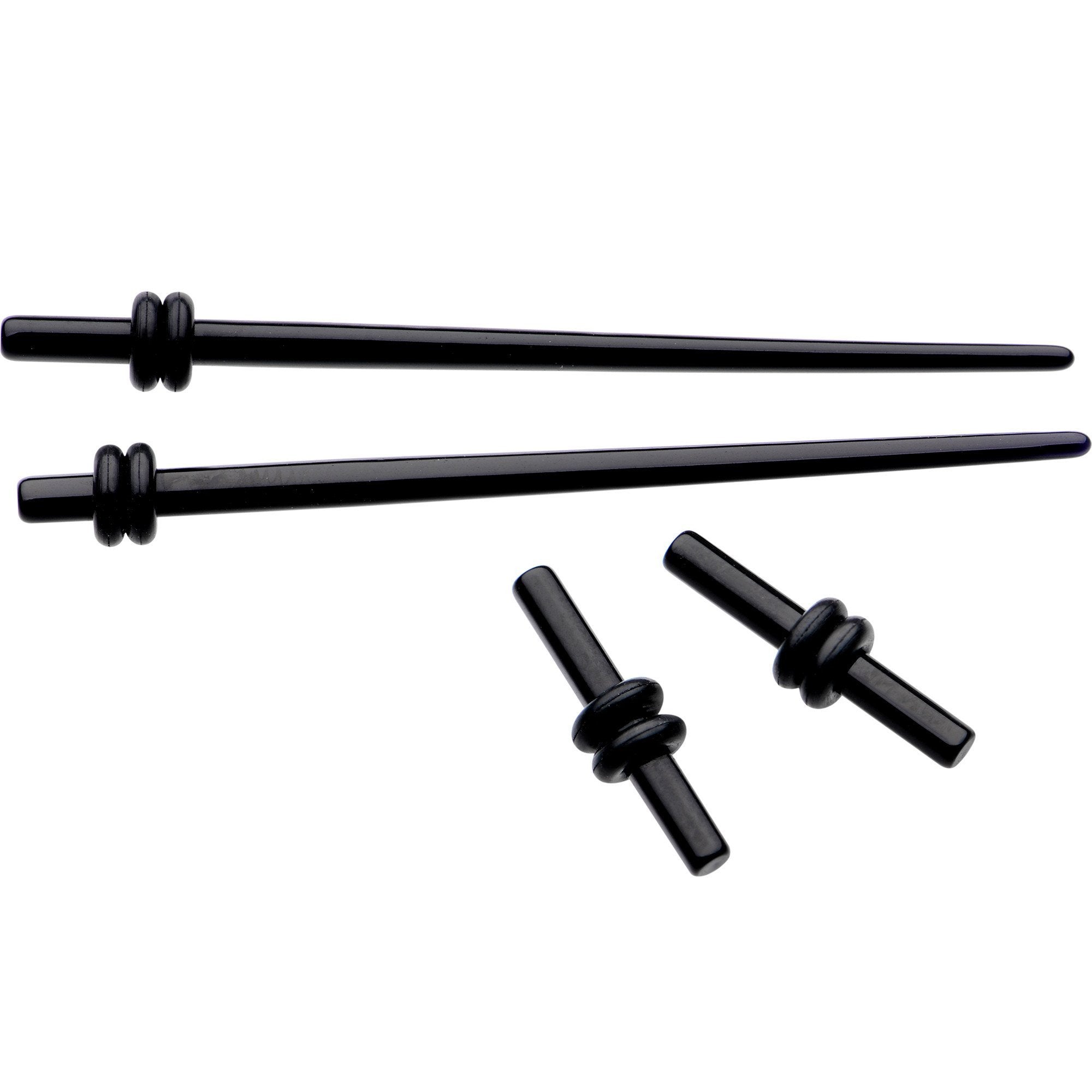 Black Acrylic Straight Plug and Tapers Set of 4