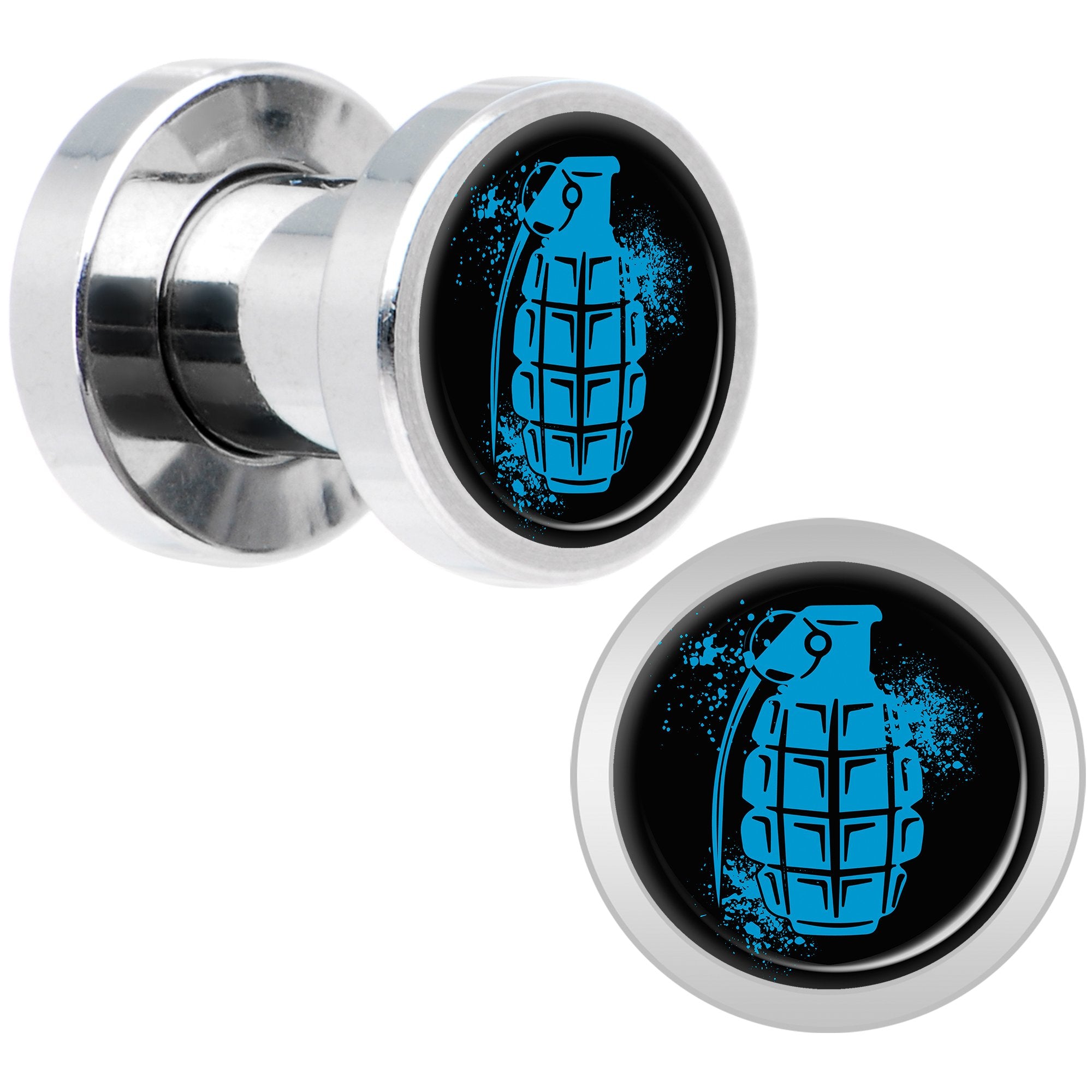 Blue Grenade Steel Screw Fit Plug Set 4 Gauge