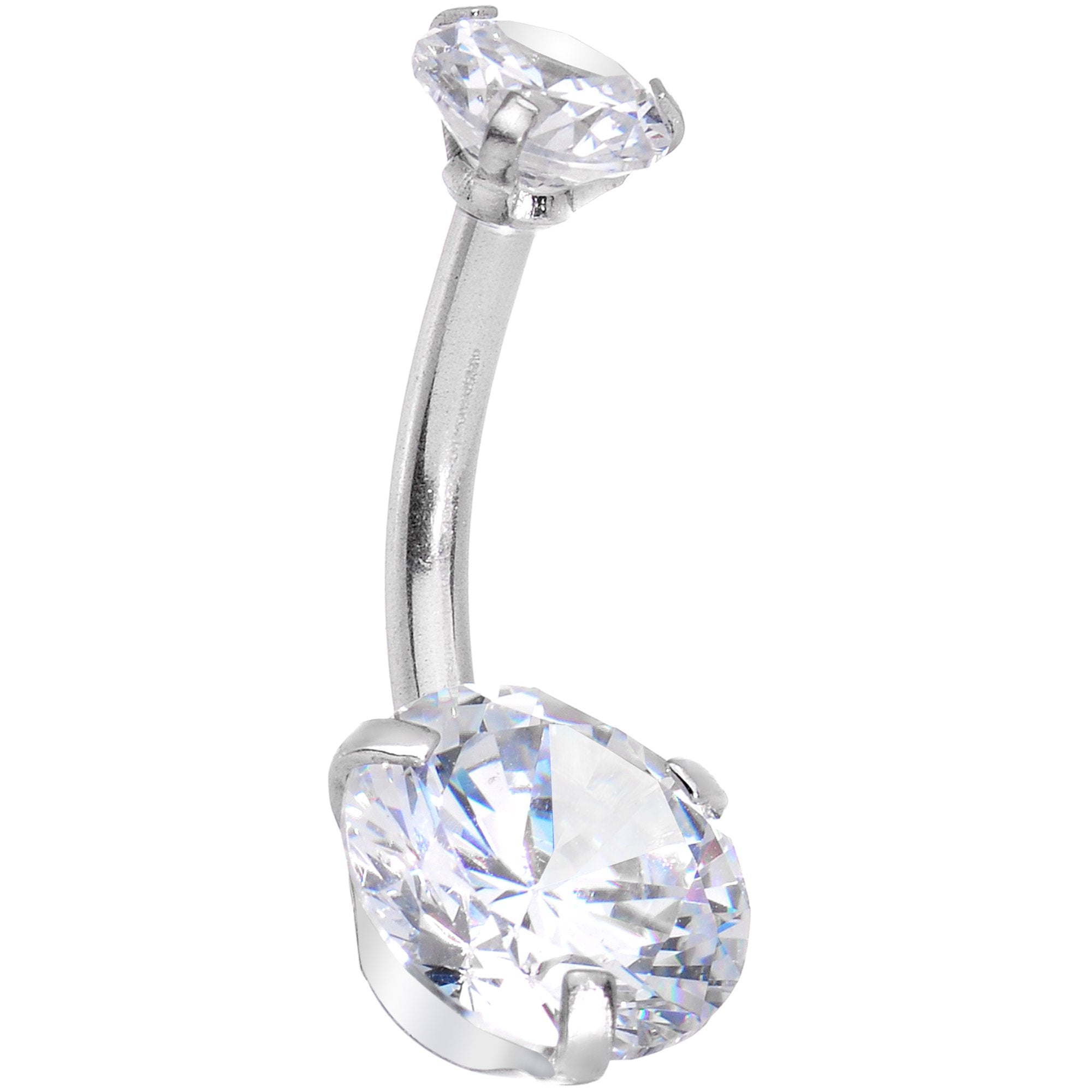 Clear Gem Enchanted Hearts Dangle Belly Ring