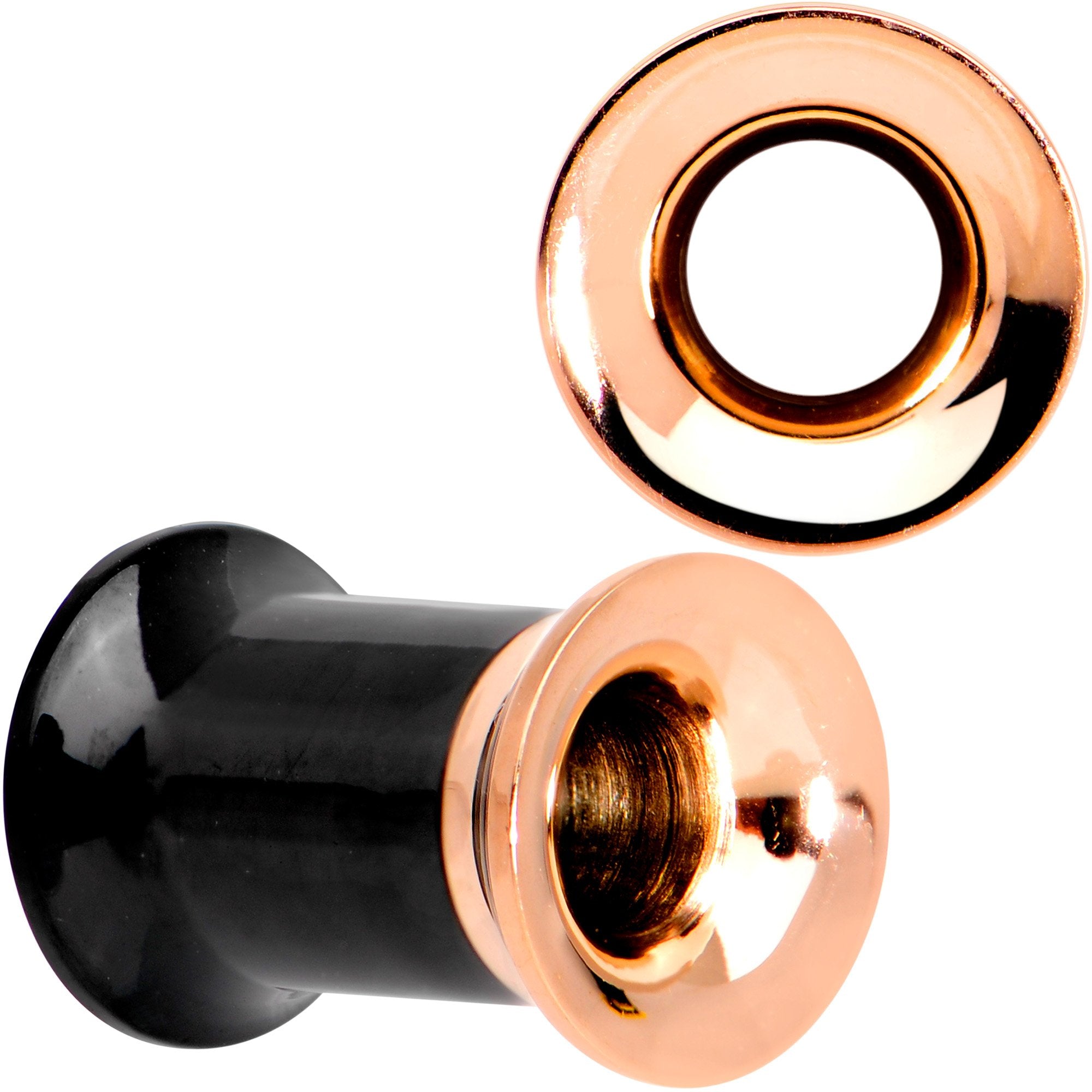 Black Rose Gold PVD Two Tone Screw Fit Tunnel Plug Set 3mm to 16mm