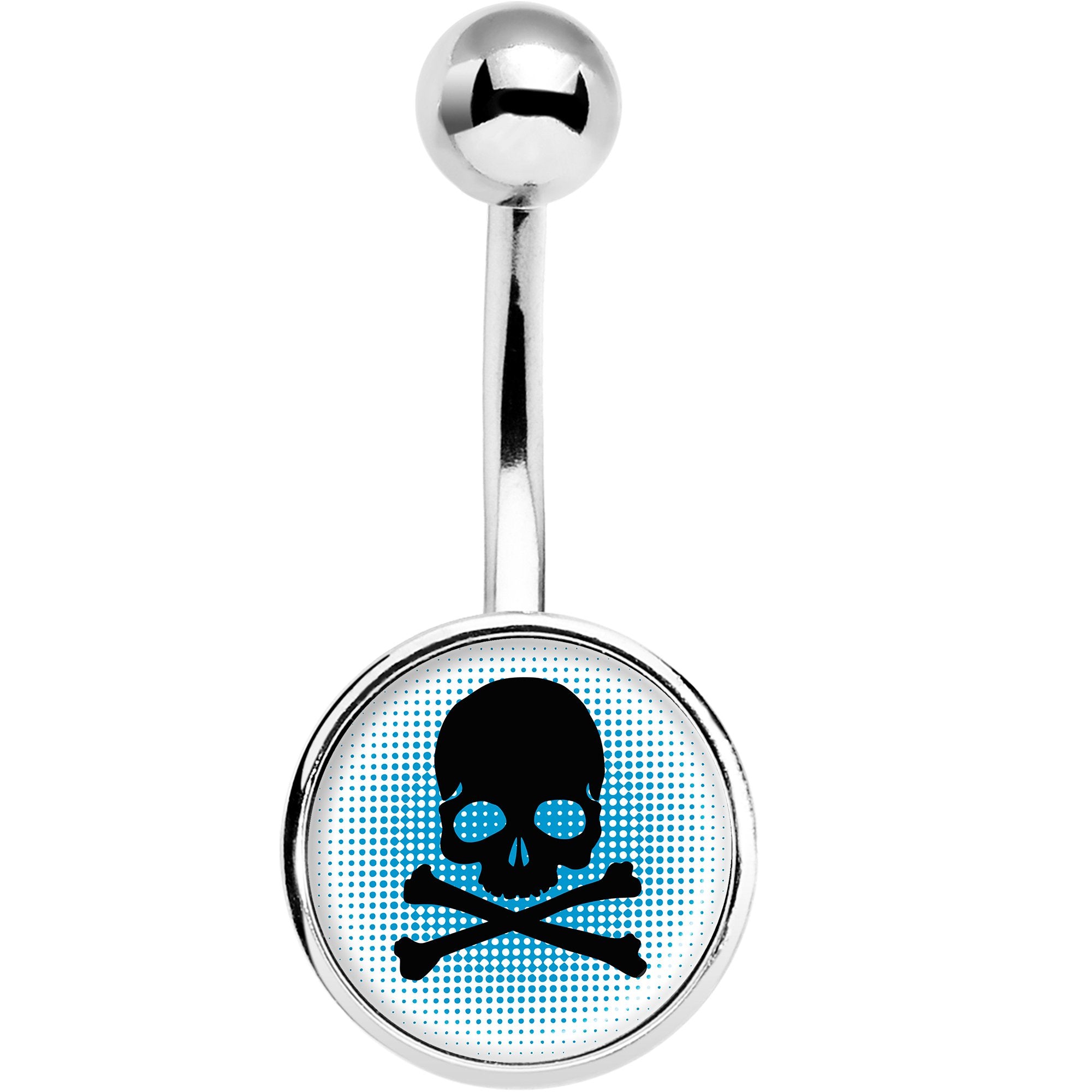 Blue Black Skull Belly Ring