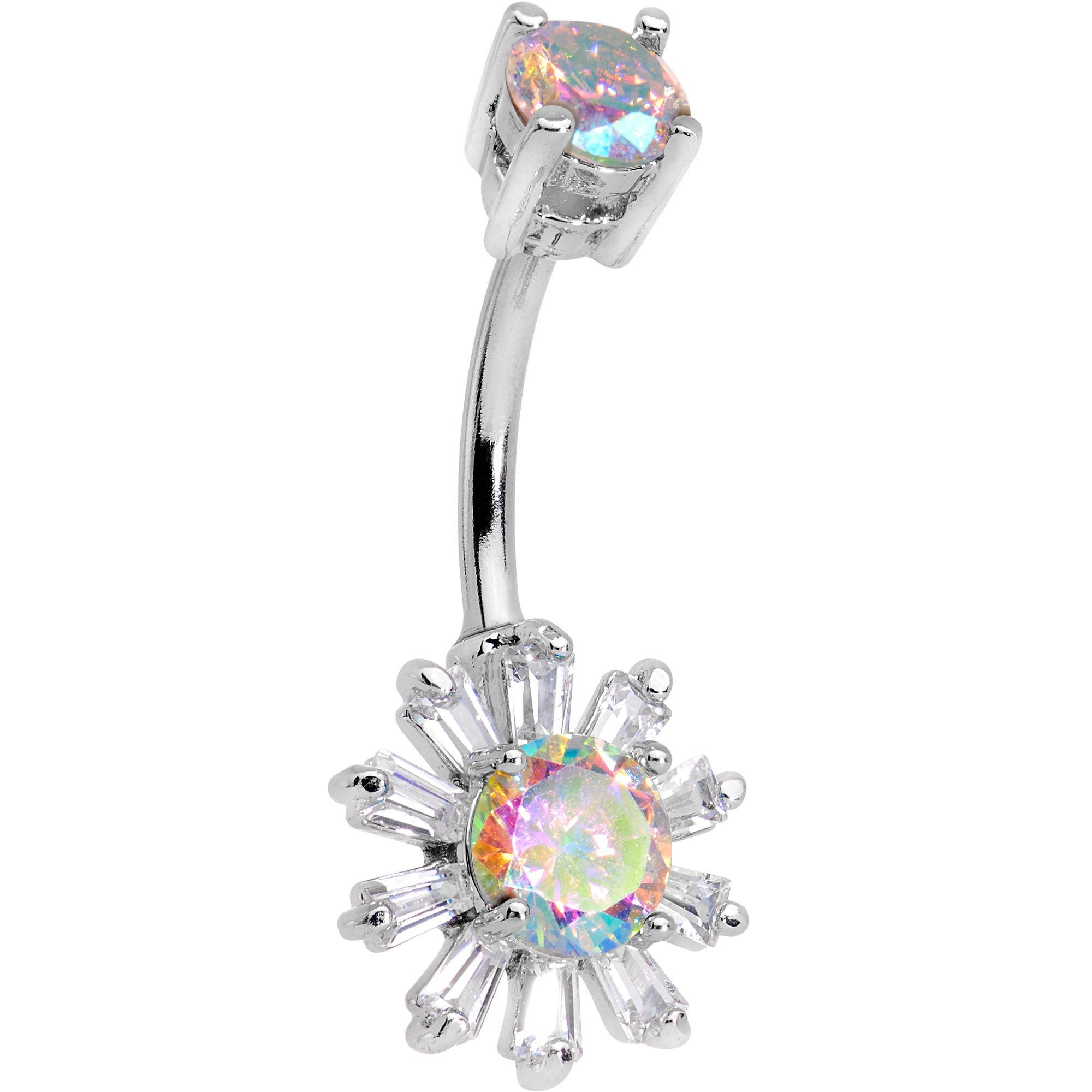 Aurora Gem Sunflower Burst Belly Ring