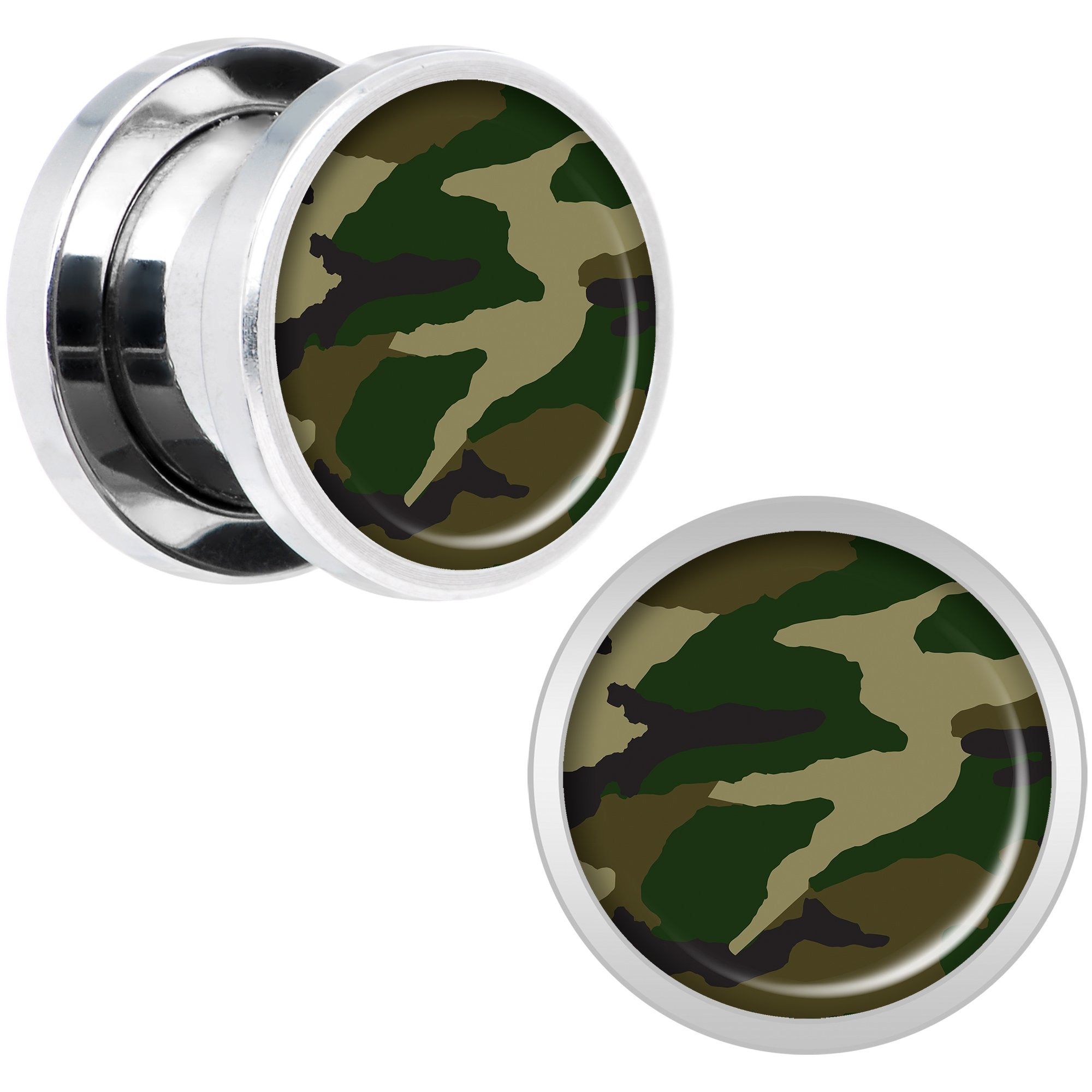 Woodland Camo Print Steel Screw Fit Plug Set 00 Gauge