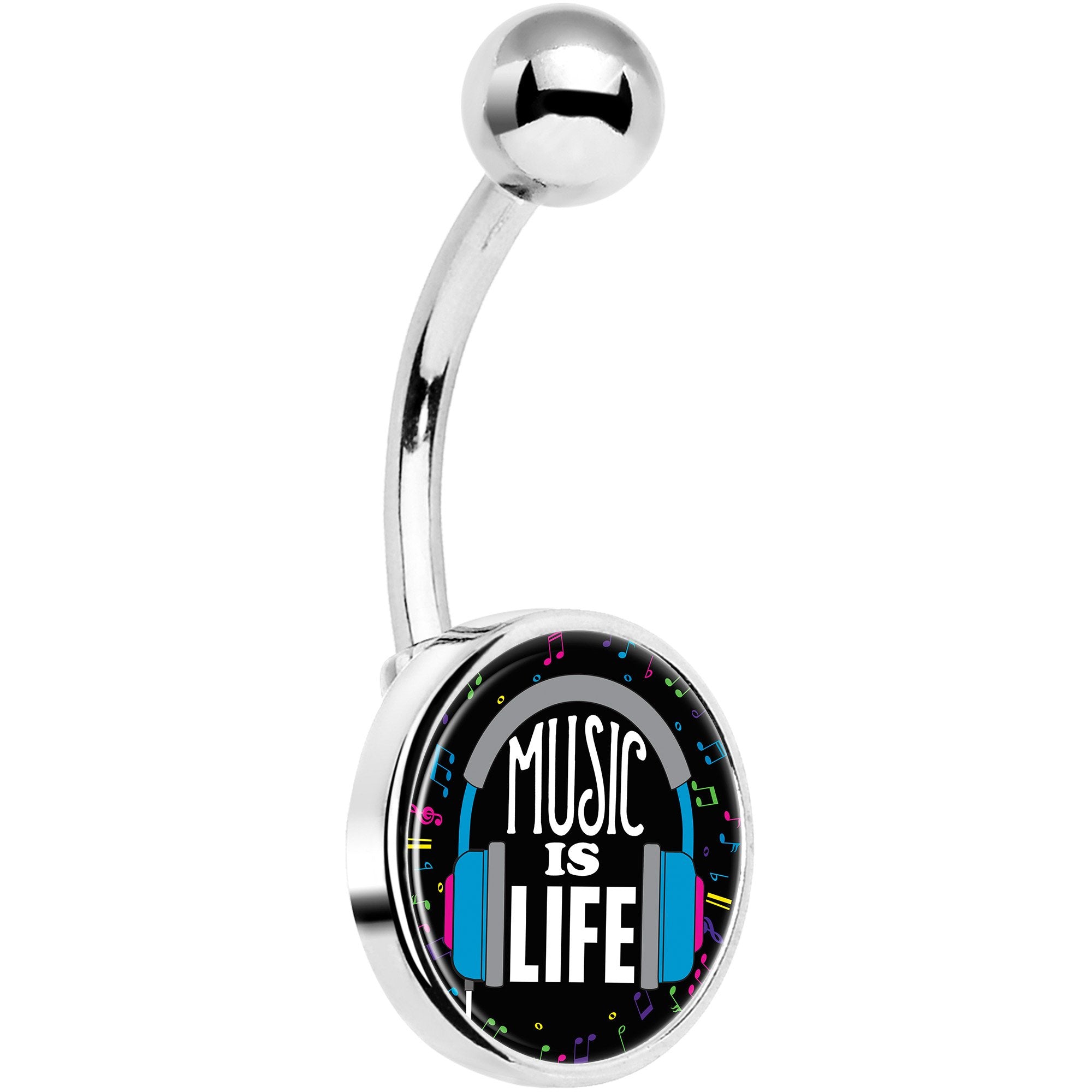 Music is Life Headphones Belly Ring