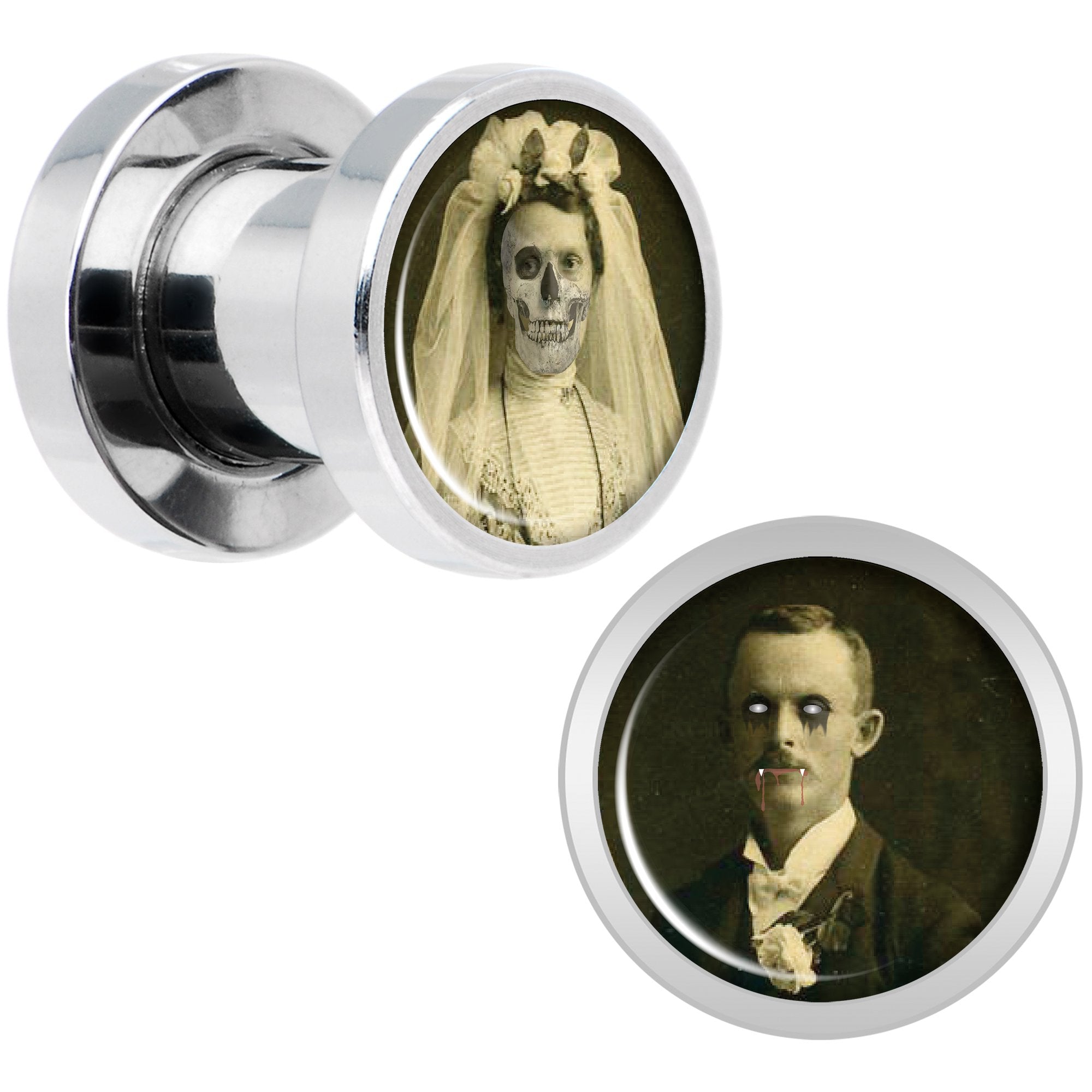 Undead Bride and Groom Halloween Plug Set 2 Gauge