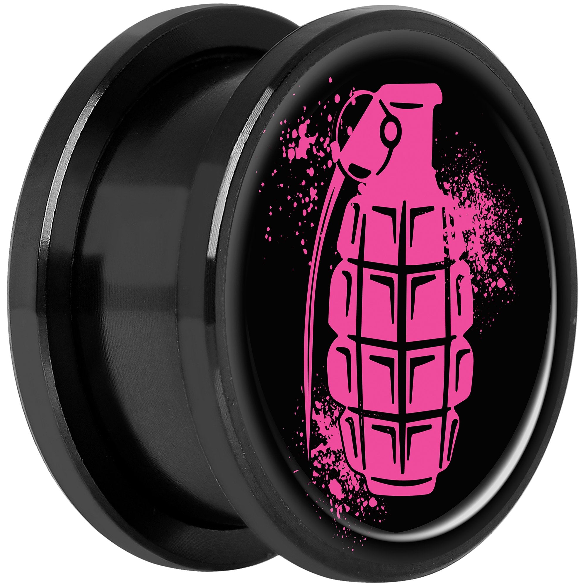 Pink Grenade Black Anodized Screw Fit Plug Set 18mm