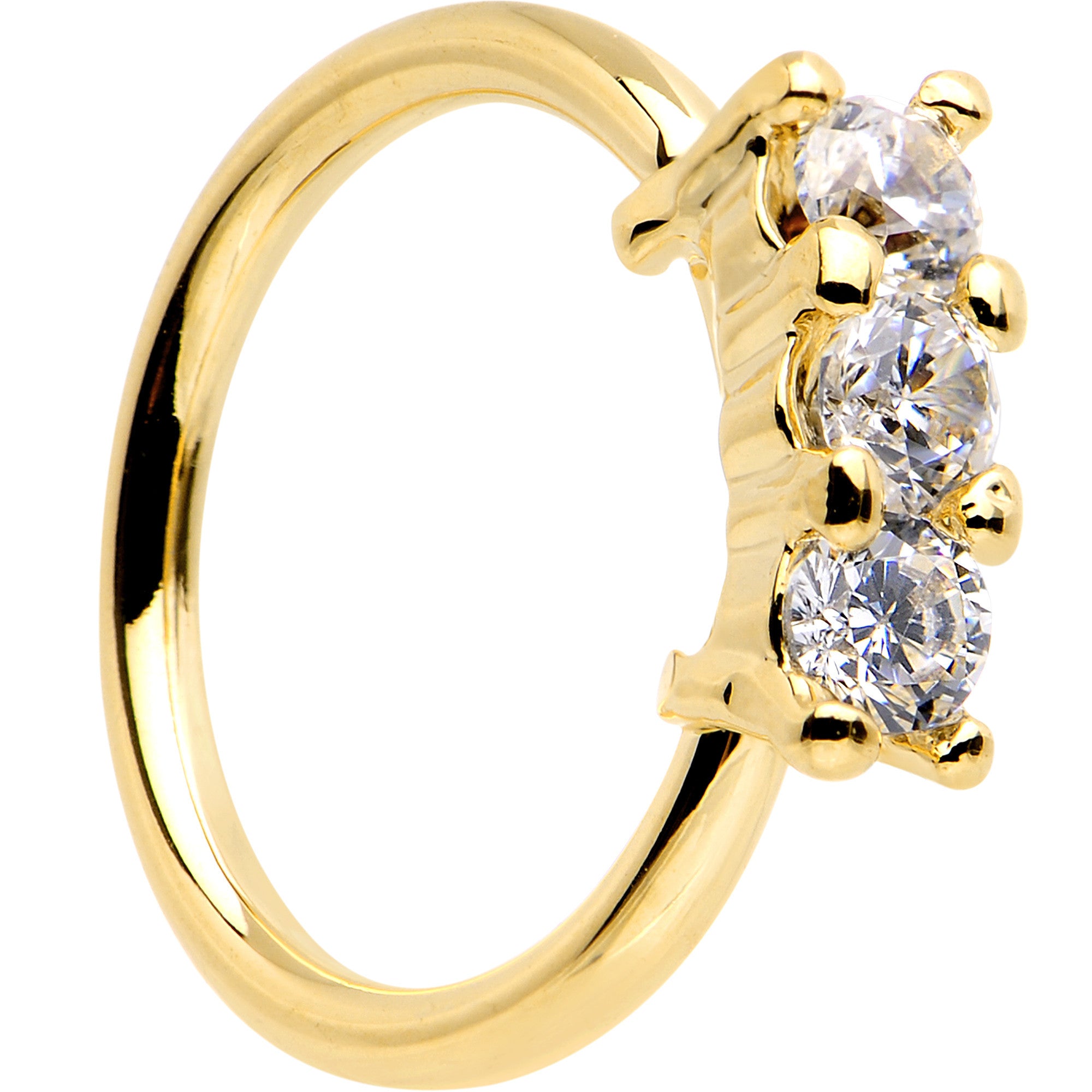 18 Gauge Clear CZ Trio Gold IP Annealed Seamless Circular Ring