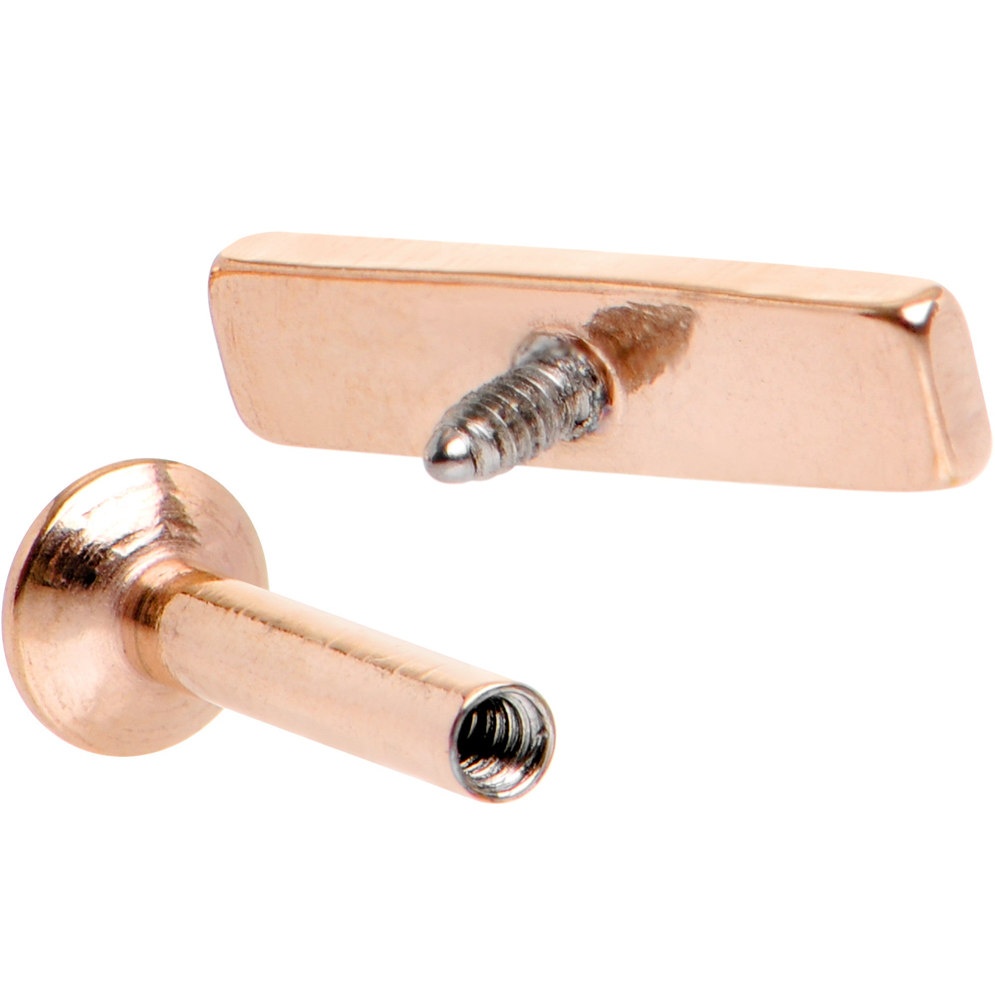 1/4 9mm Rose Gold IP Rectangle Internal Thread Daith Cartilage Tragus