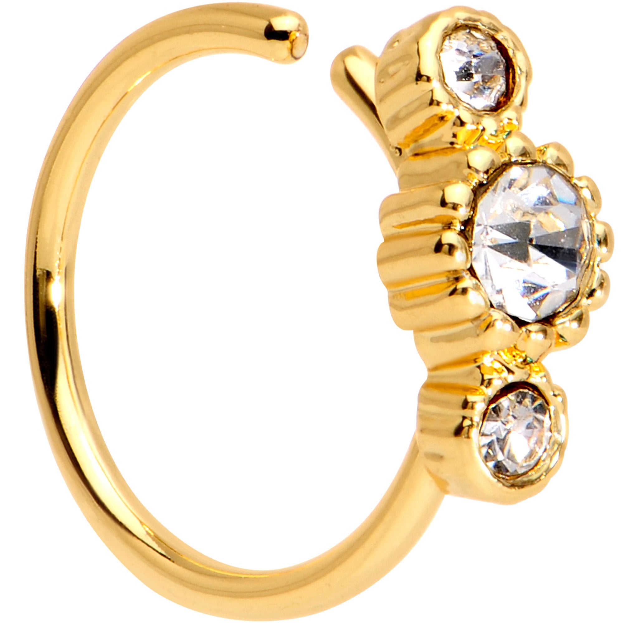 20 Gauge Clear CZ Gold Tone Fashion Fusion Seamless Circular Ring