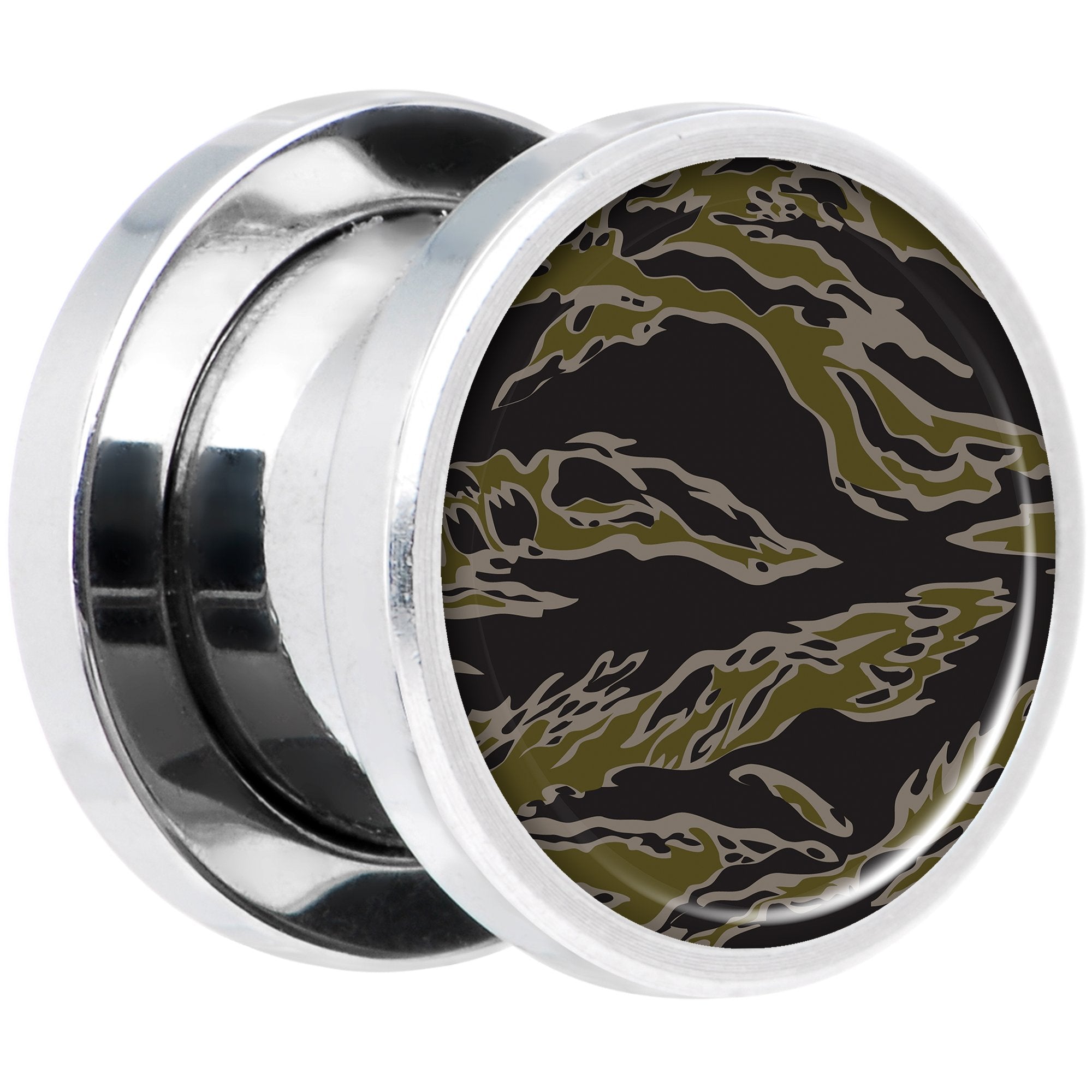 Tiger Camo Print Steel Screw Fit Plug Set 00 Gauge