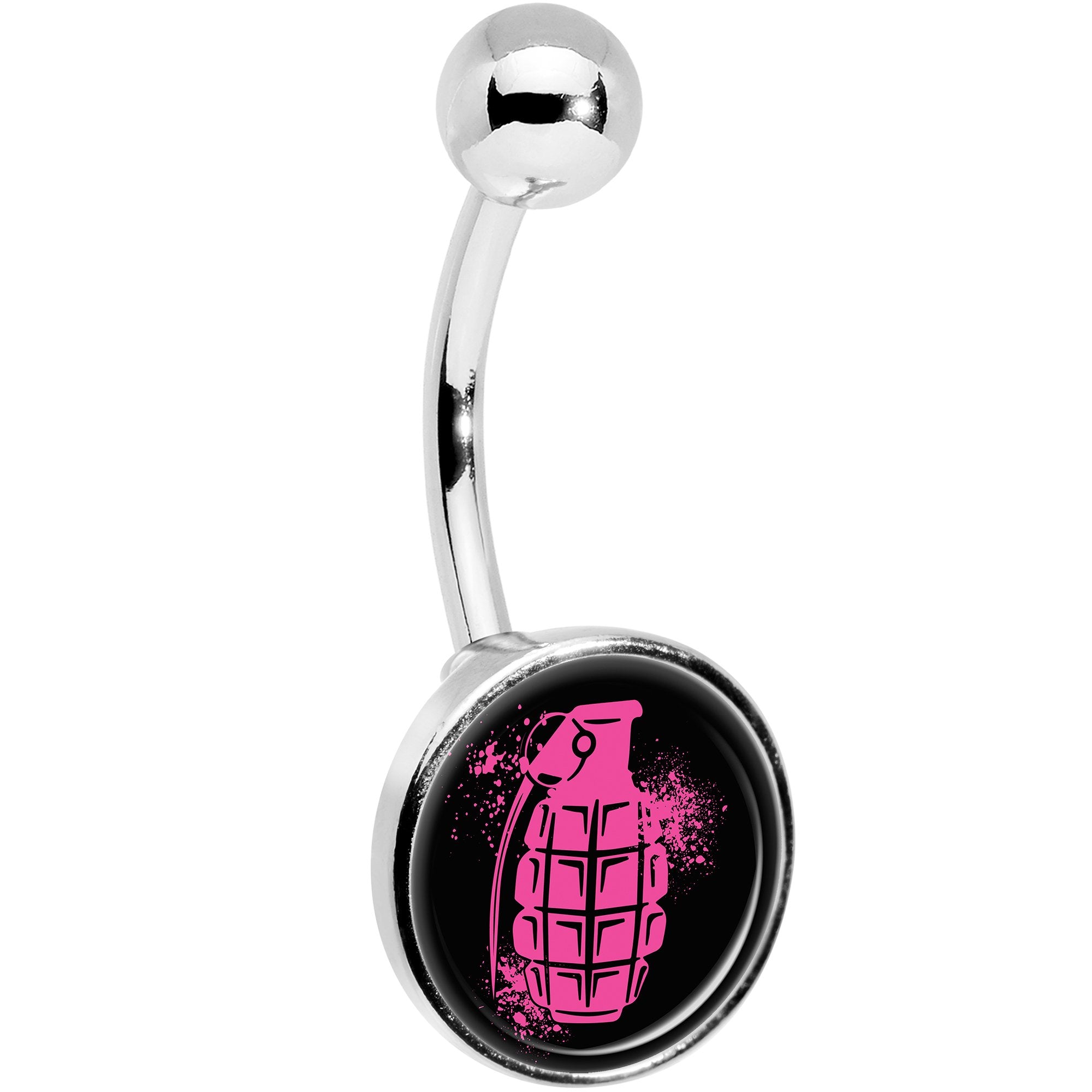 Pink Grenade Belly Ring