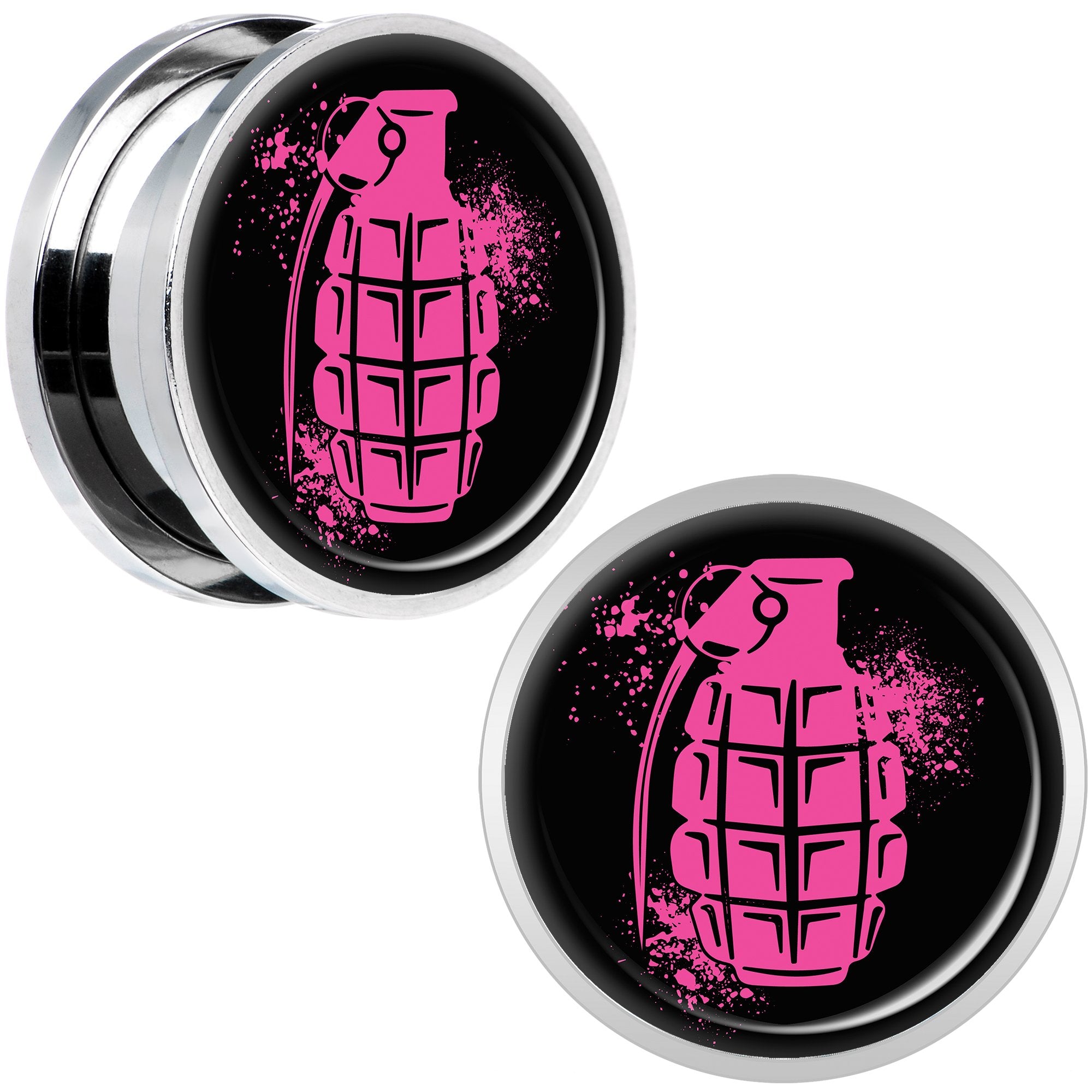 Pink Grenade Steel Screw Fit Plug Set 18mm