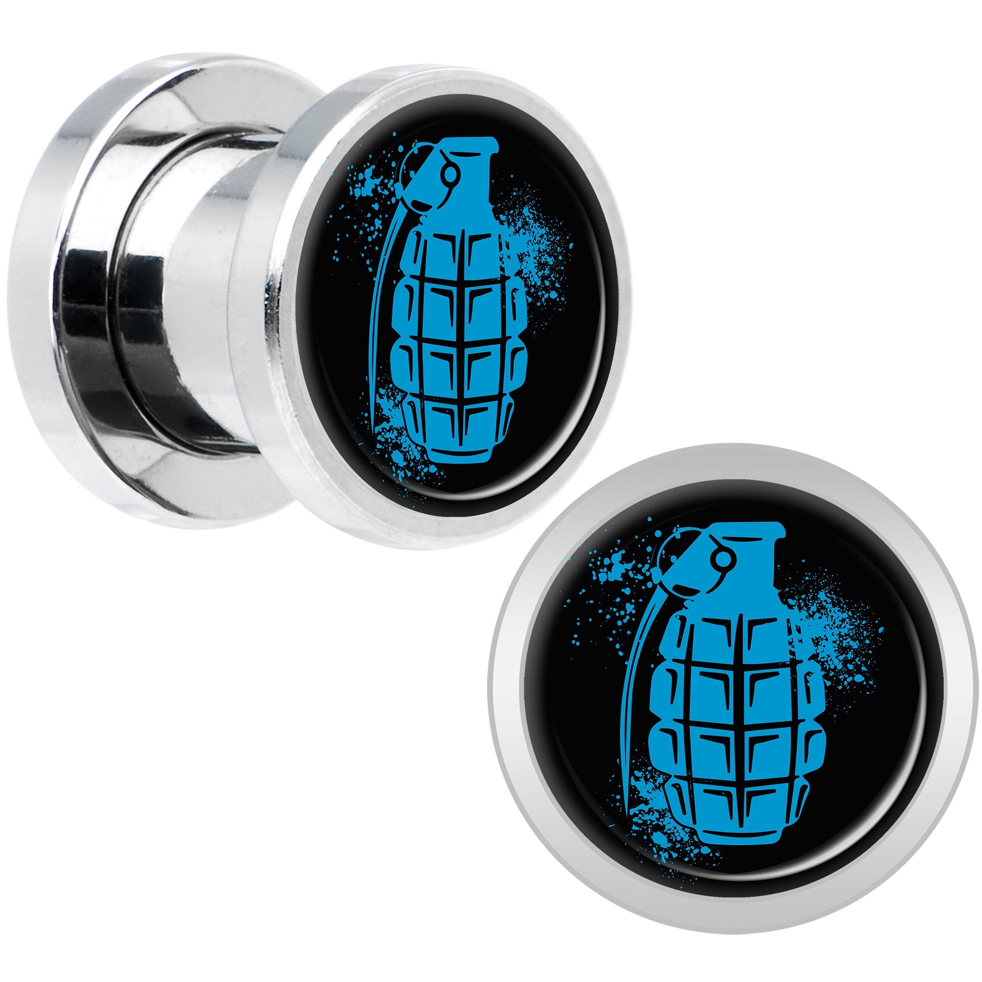 Blue Grenade Steel Screw Fit Plug Set 0 Gauge