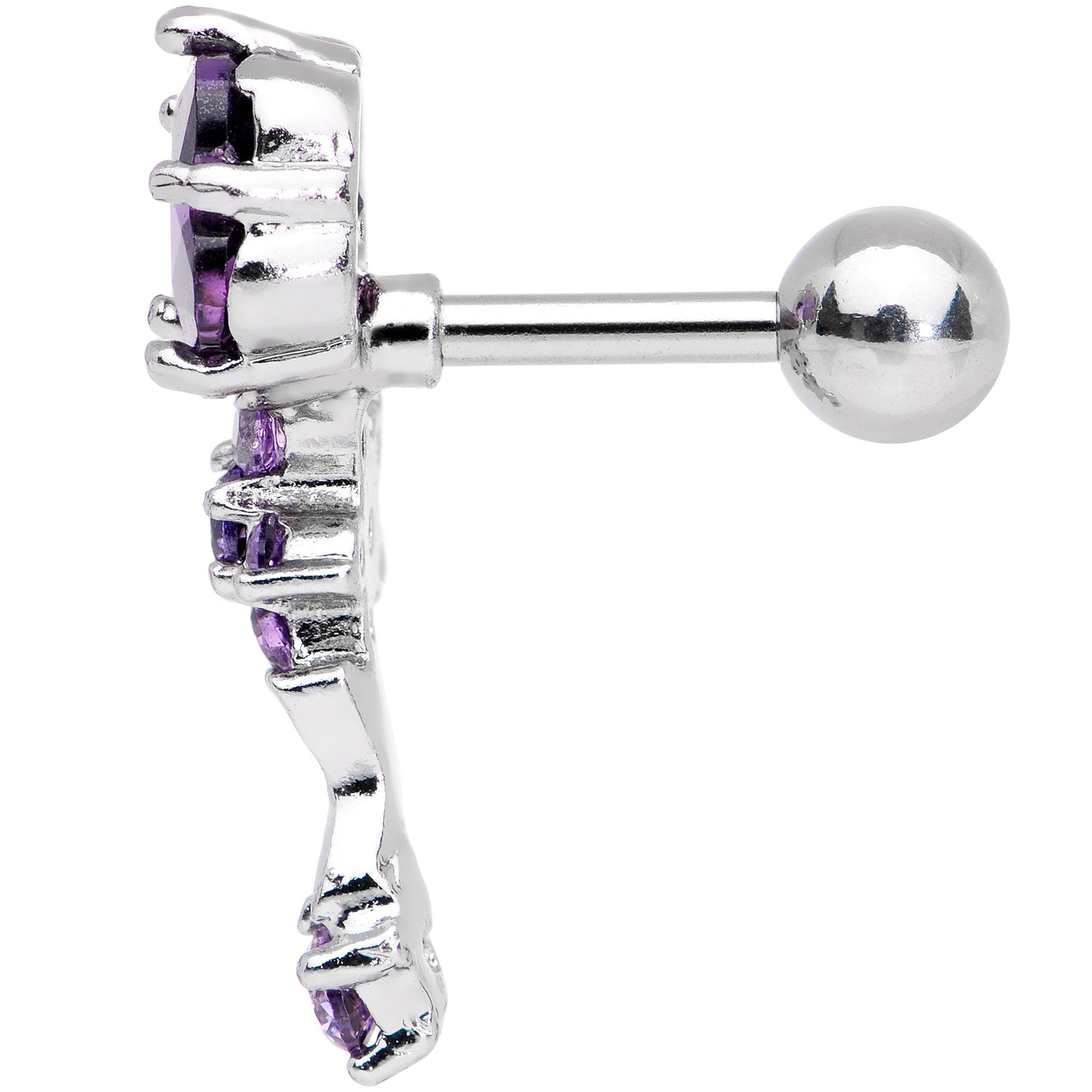 1/4 Purple Gem Cascade Right Cartilage Earring