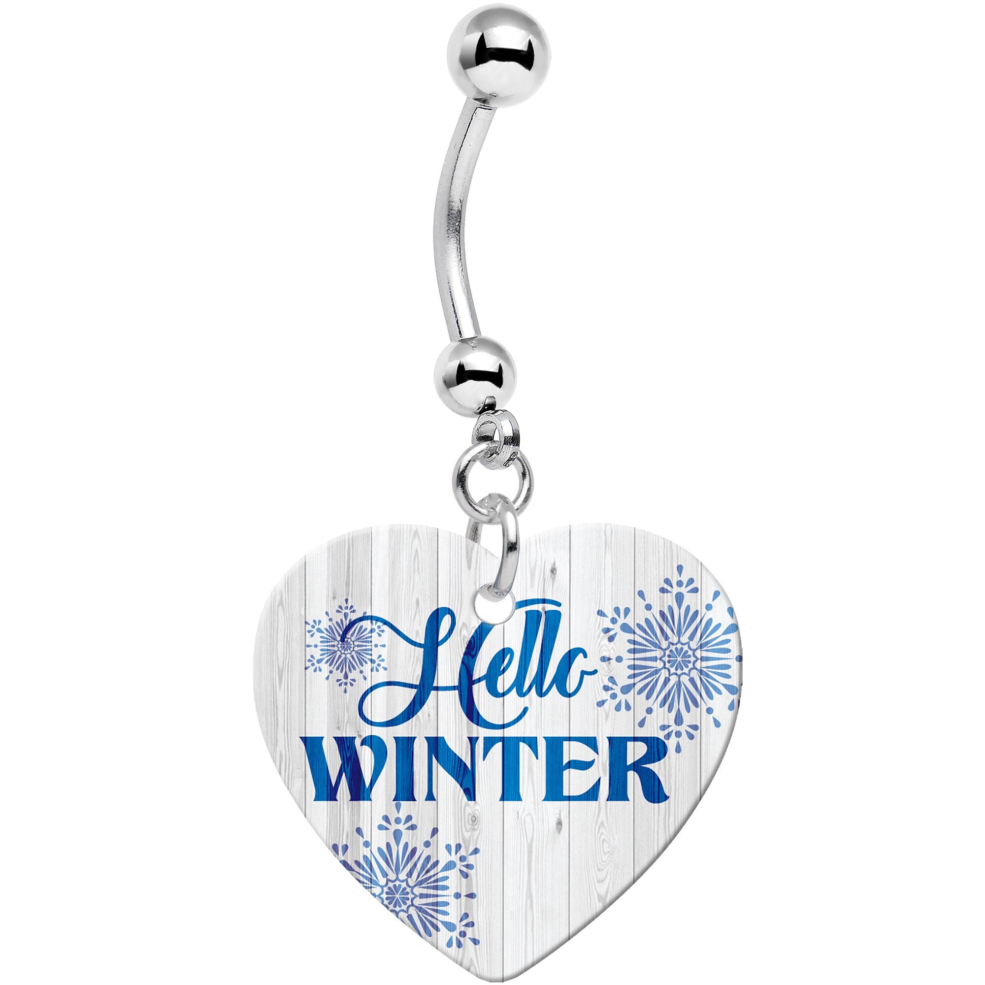 Hello Winter Snowflake Heart Dangle Belly Ring