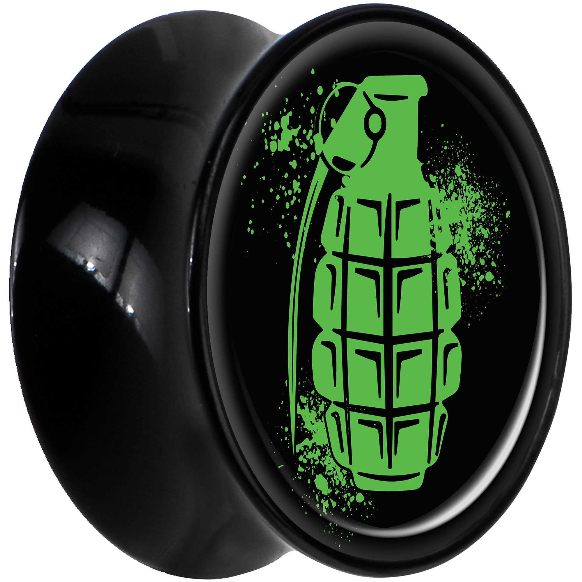 Black Acrylic Green Grenade Saddle Plug Set 20mm