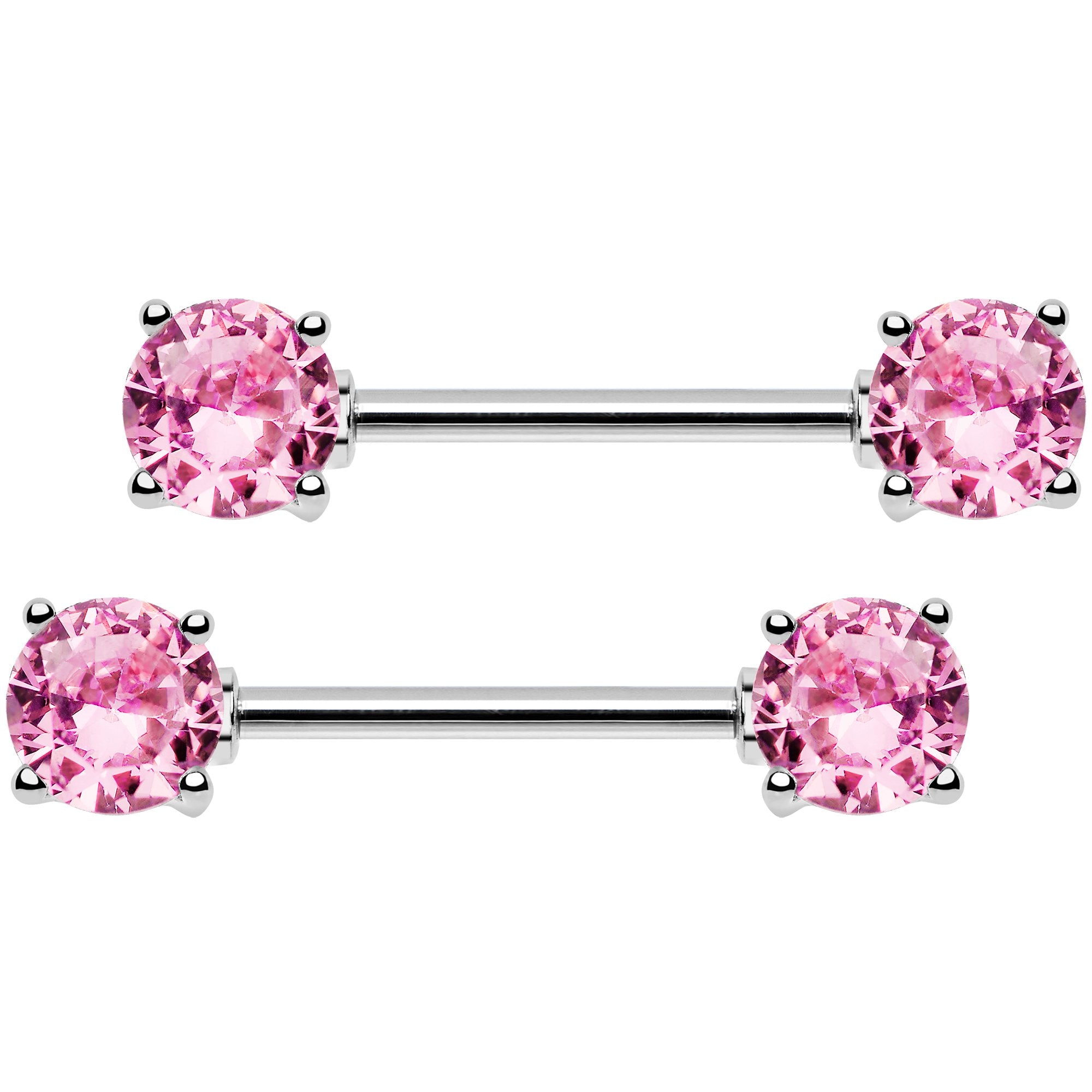 14 Gauge 9/16 Multi Color Gem Fun Barbell Nipple Ring Pack Set of 6