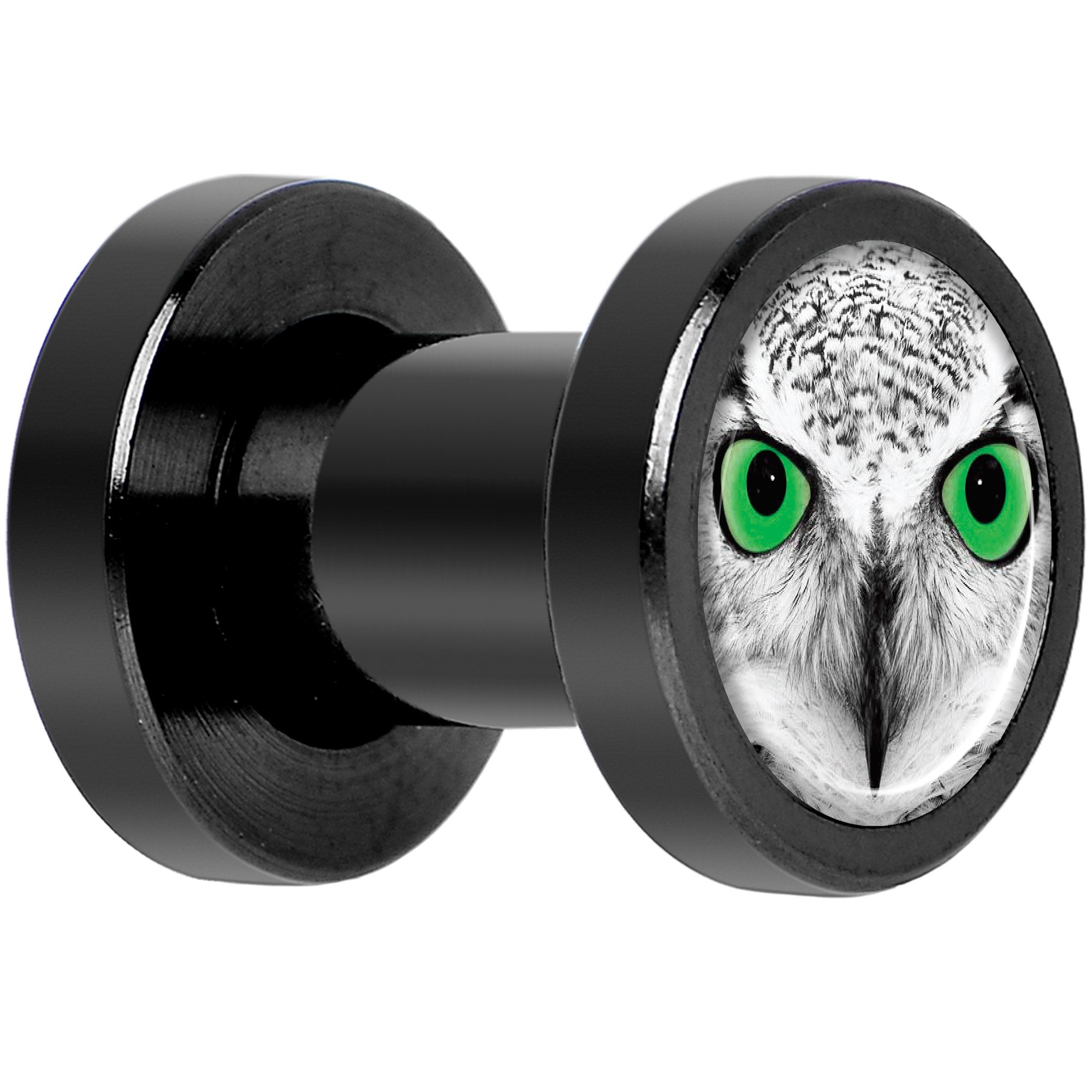 Black White Owl Black Anodized Screw Fit Plug Set 4 Gauge