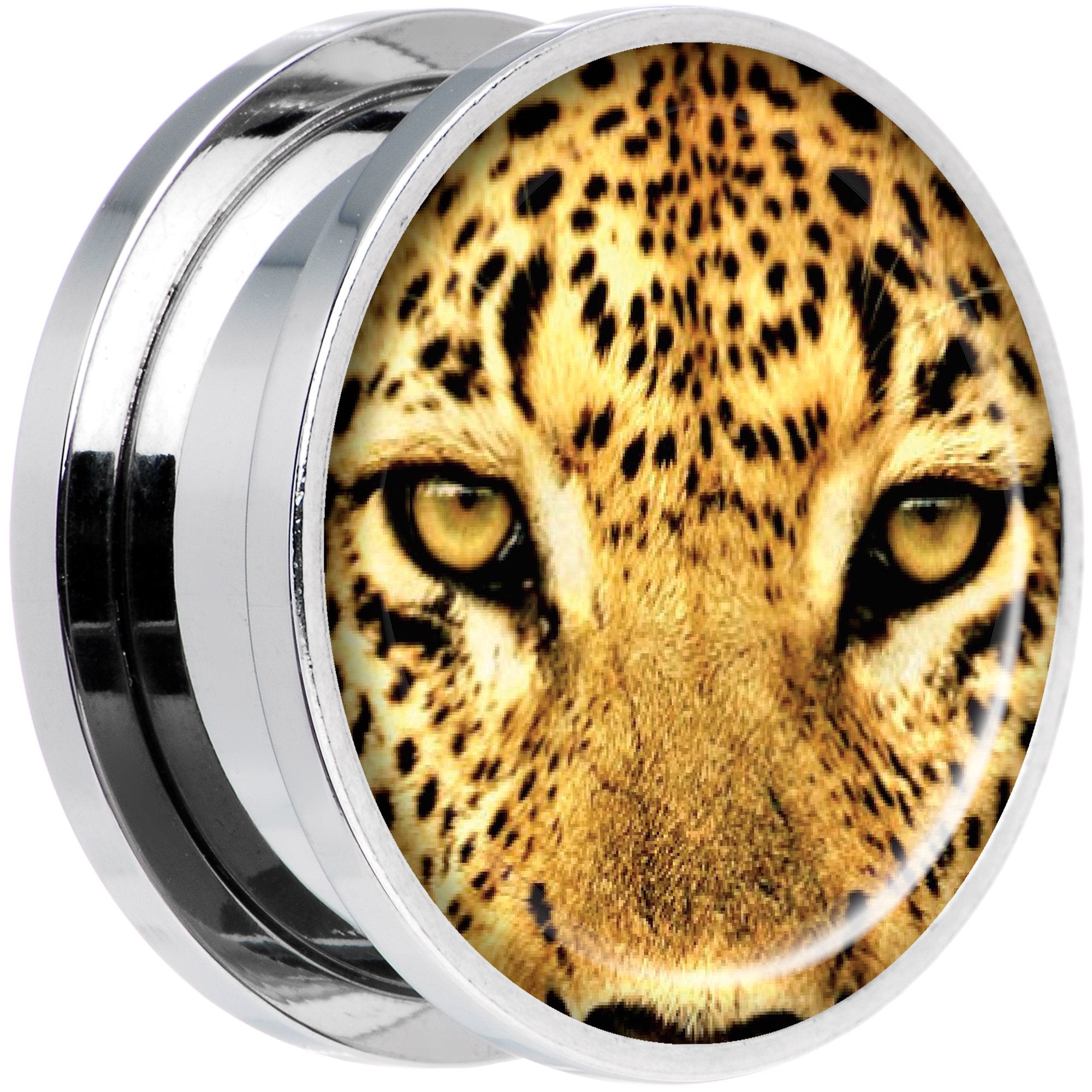 Full Color Leopard Eyes Steel Screw Fit Plug Set 20mm