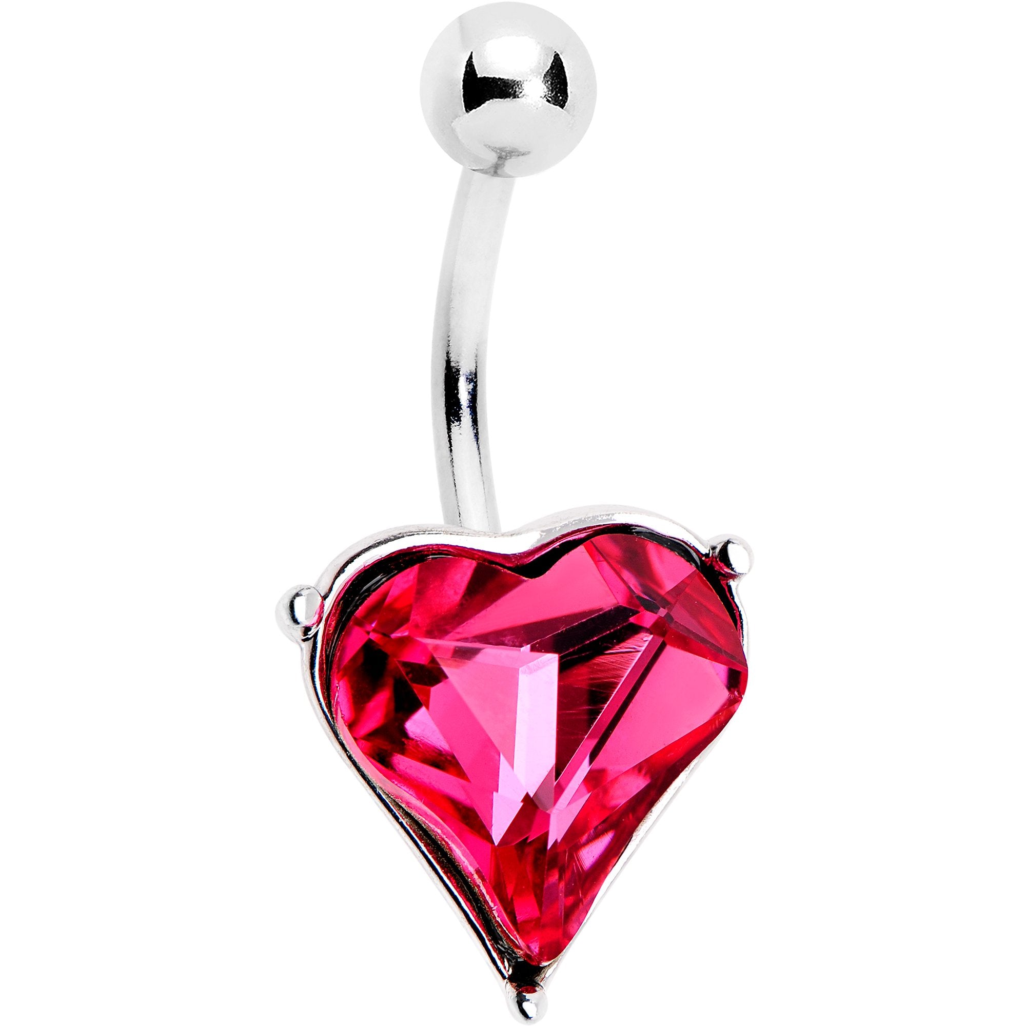 Red Gem Huge Heart Belly Ring